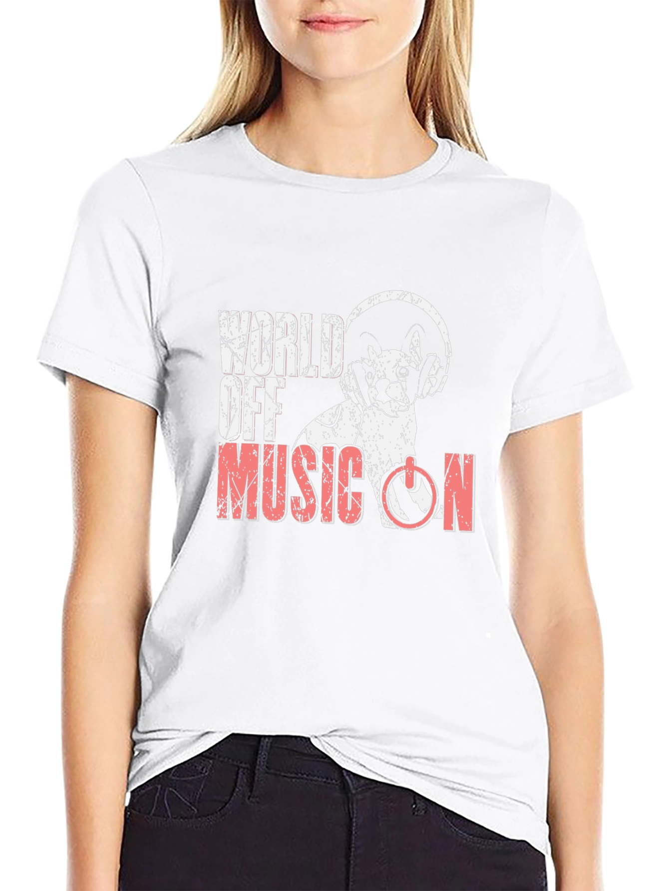 Music On T-Shirt - DJ Cat Headphones
