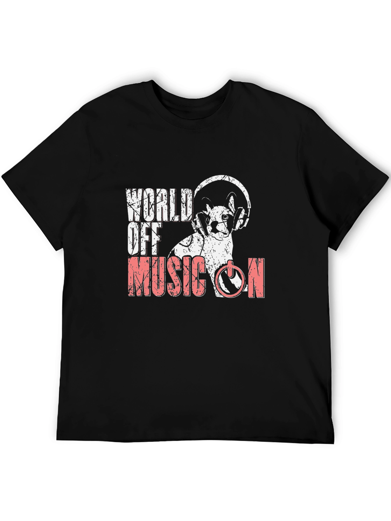 Music On T-Shirt - DJ Cat Headphones