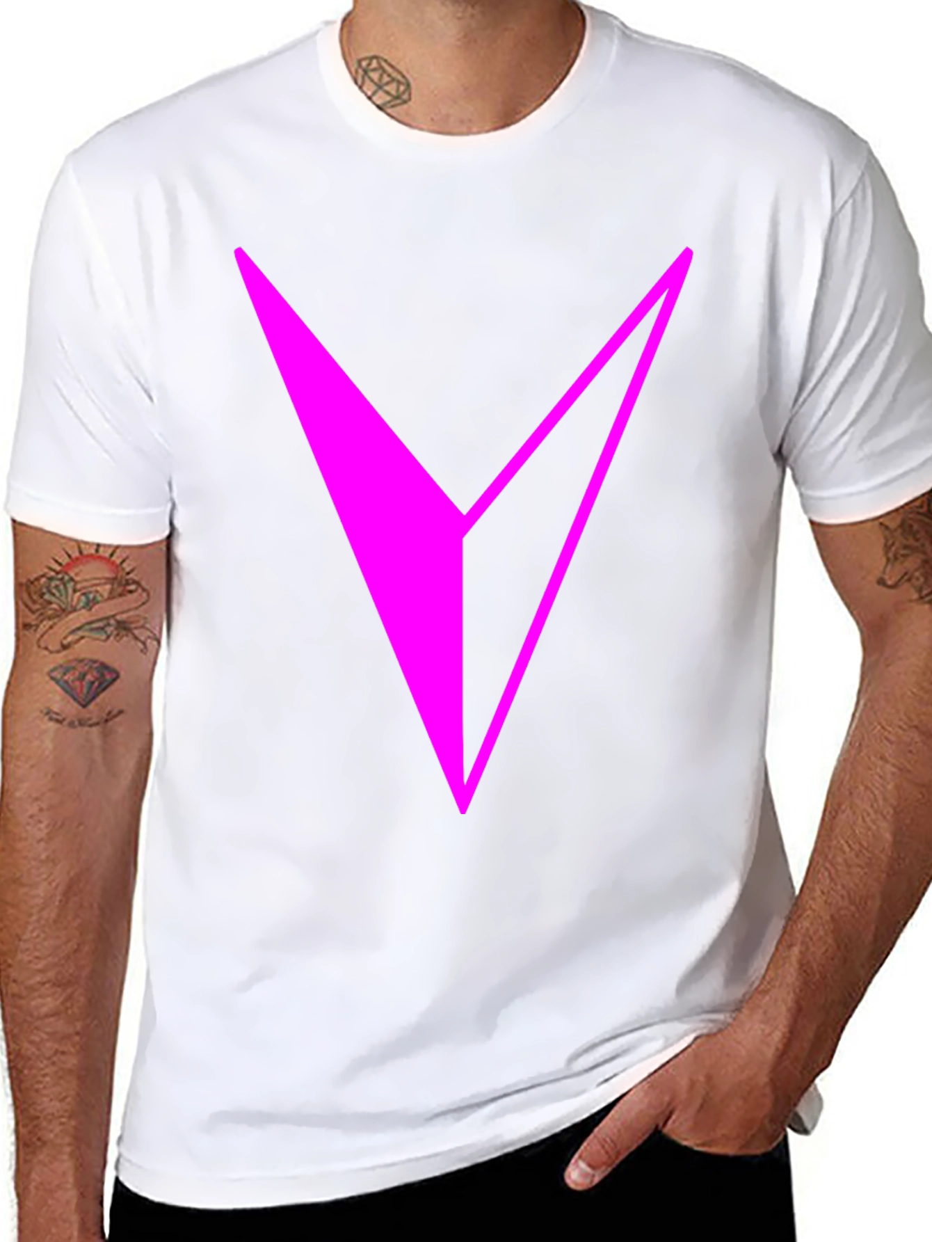 Modern Graphic Tee - Abstract Magenta V Design