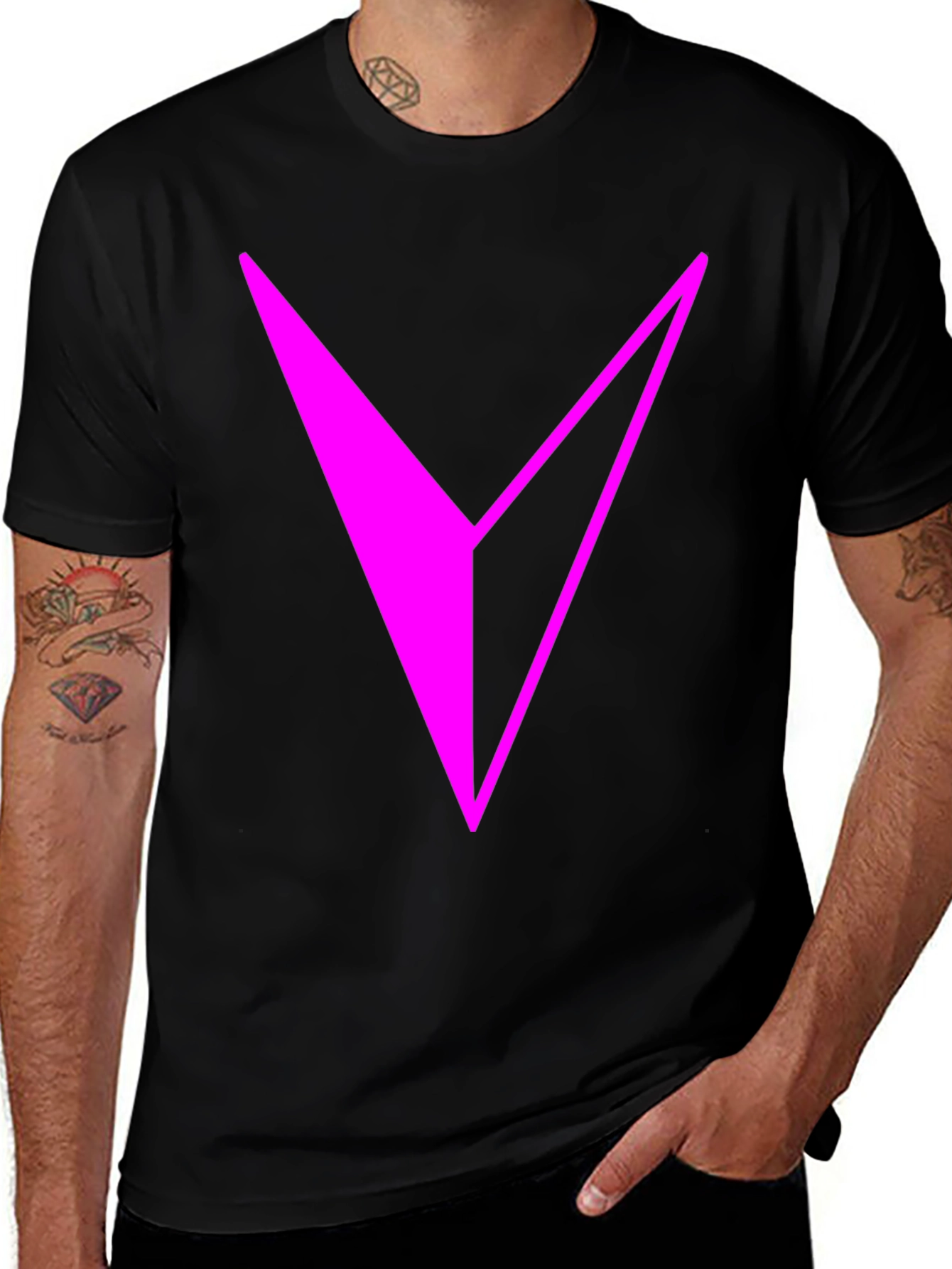 Modern Graphic Tee - Abstract Magenta V Design