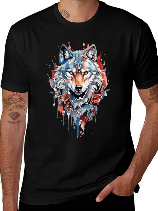 Watercolor Wolf Graphic Tee - Artistic Animal Design