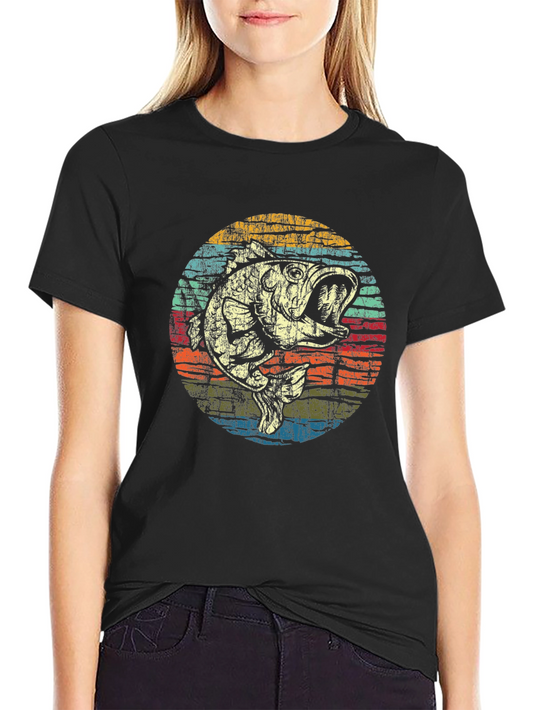 Retro Bass Fishing T-Shirt - Vintage Style Angler Tee