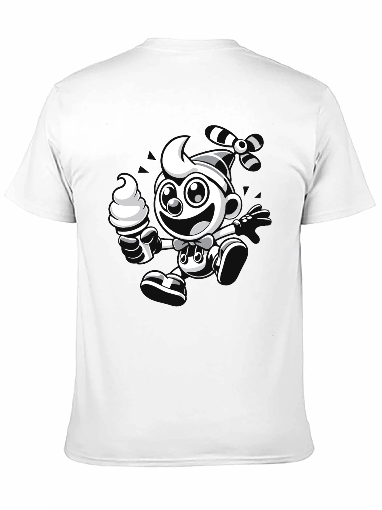 Cartoon Ice Cream Clown Black T-Shirt