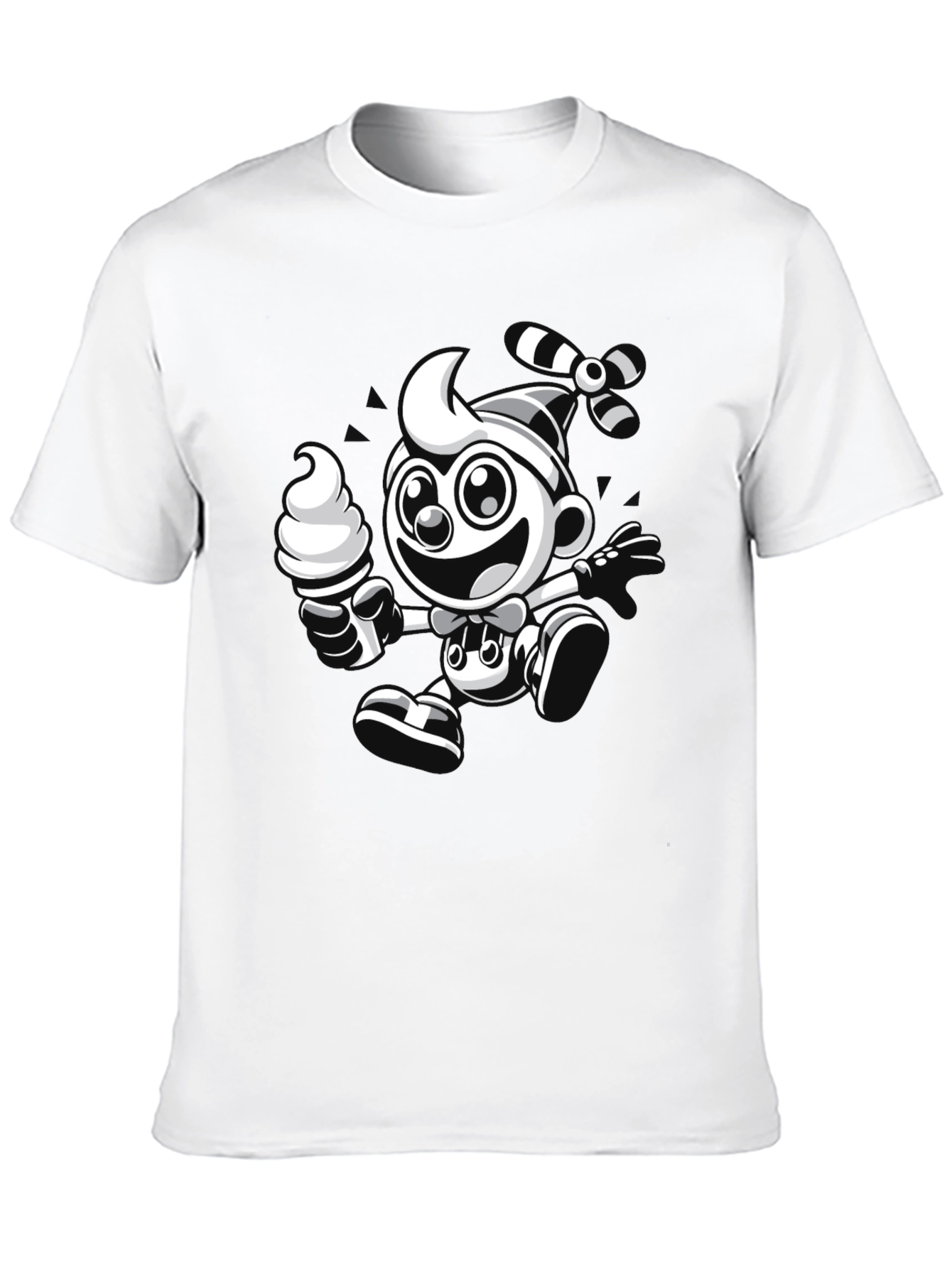 Cartoon Ice Cream Clown Black T-Shirt