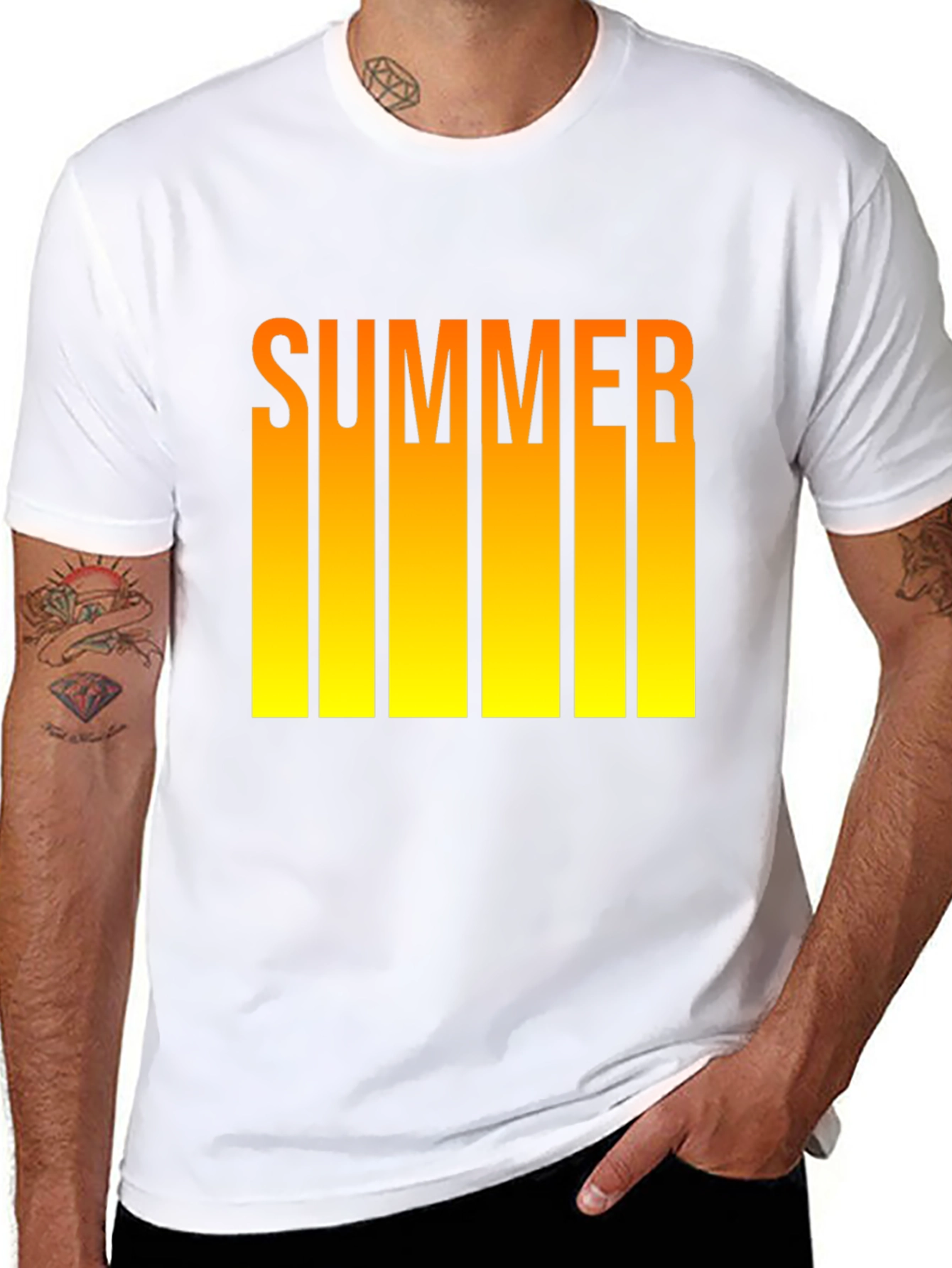 Summer T-Shirt - Black Tee with Yellow Ombre Text