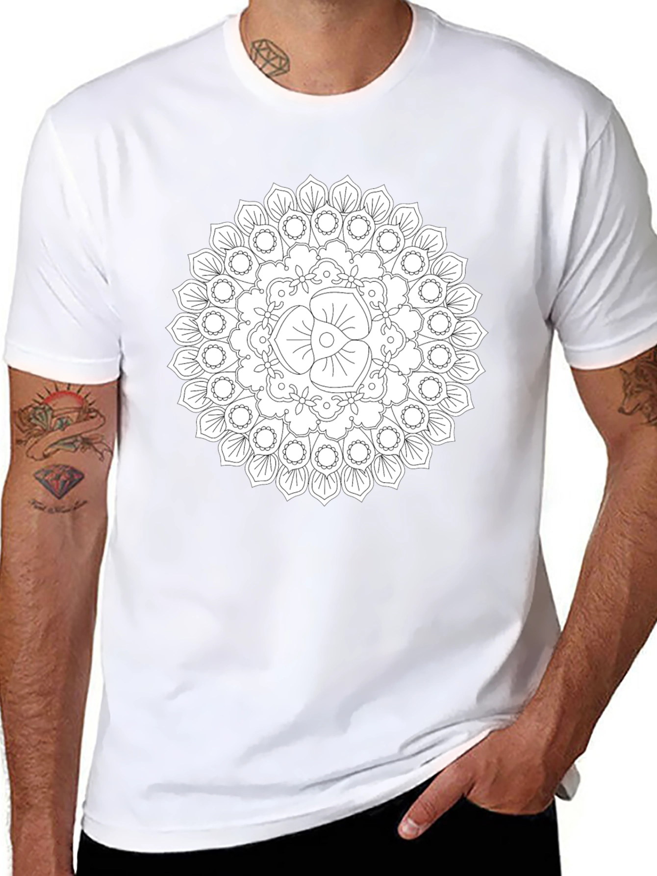 Black Mandala T-Shirt - Unique Geometric Design