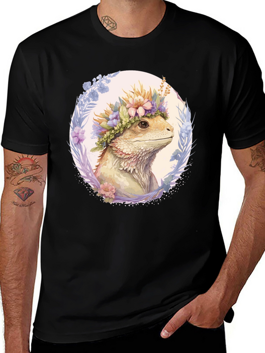 Bearded Dragon Floral Wreath T-Shirt