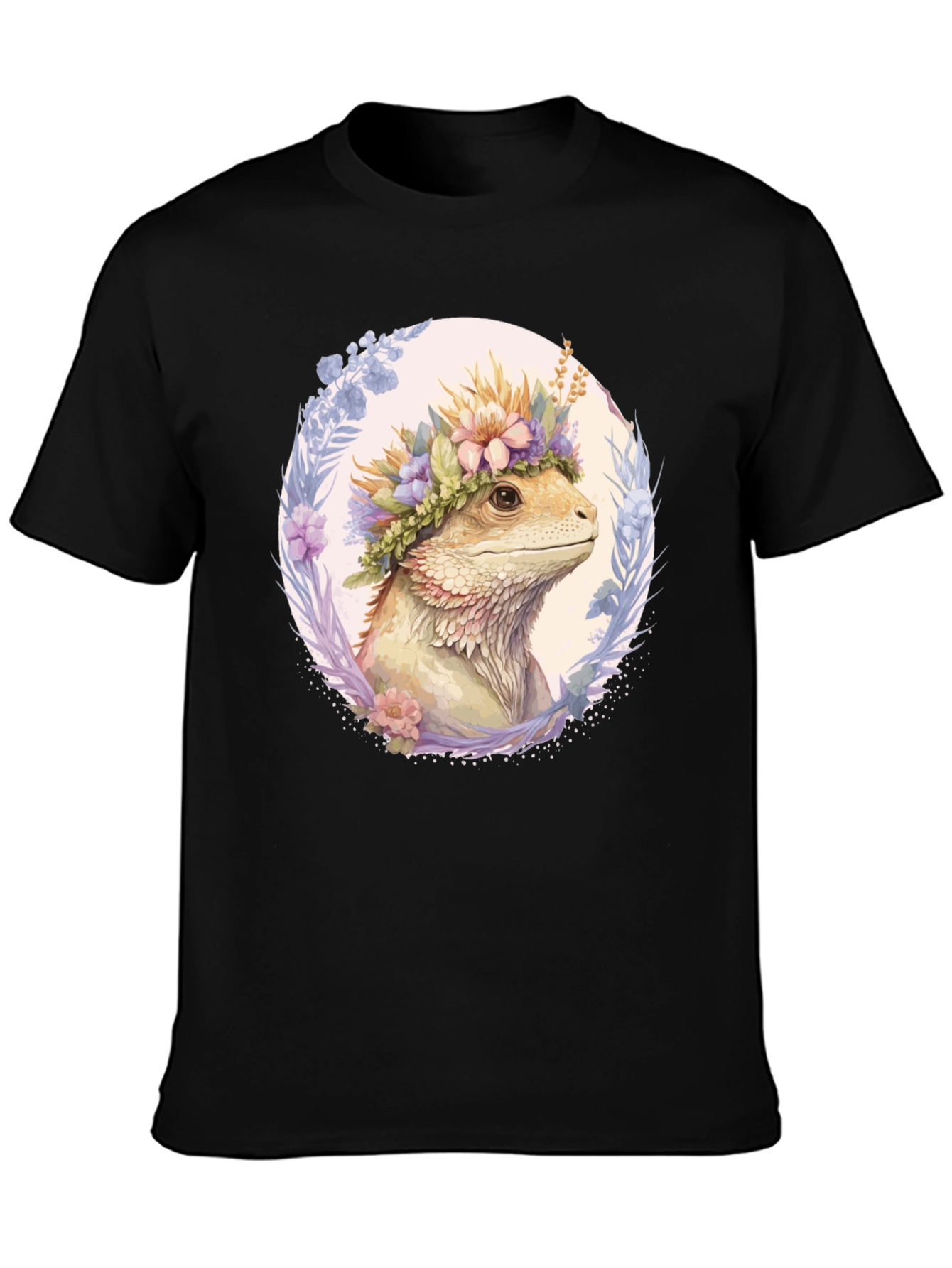 Bearded Dragon Floral Wreath T-Shirt