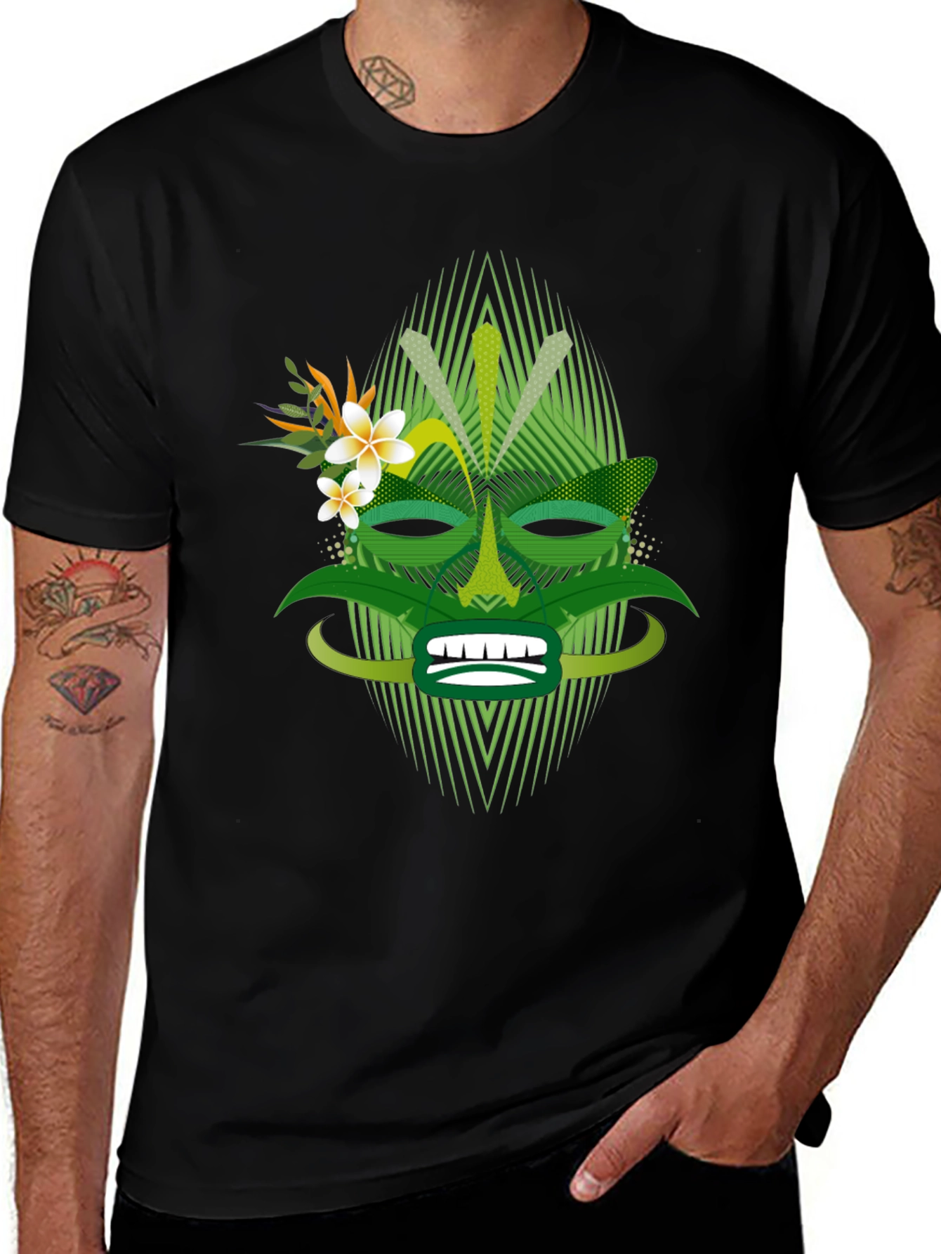 Tropical Tiki Mask Graphic Tee