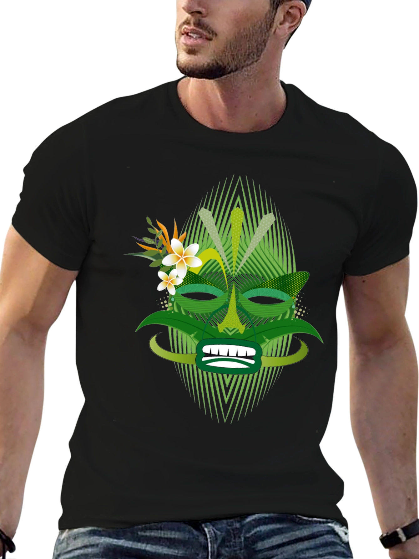 Tropical Tiki Mask Graphic Tee