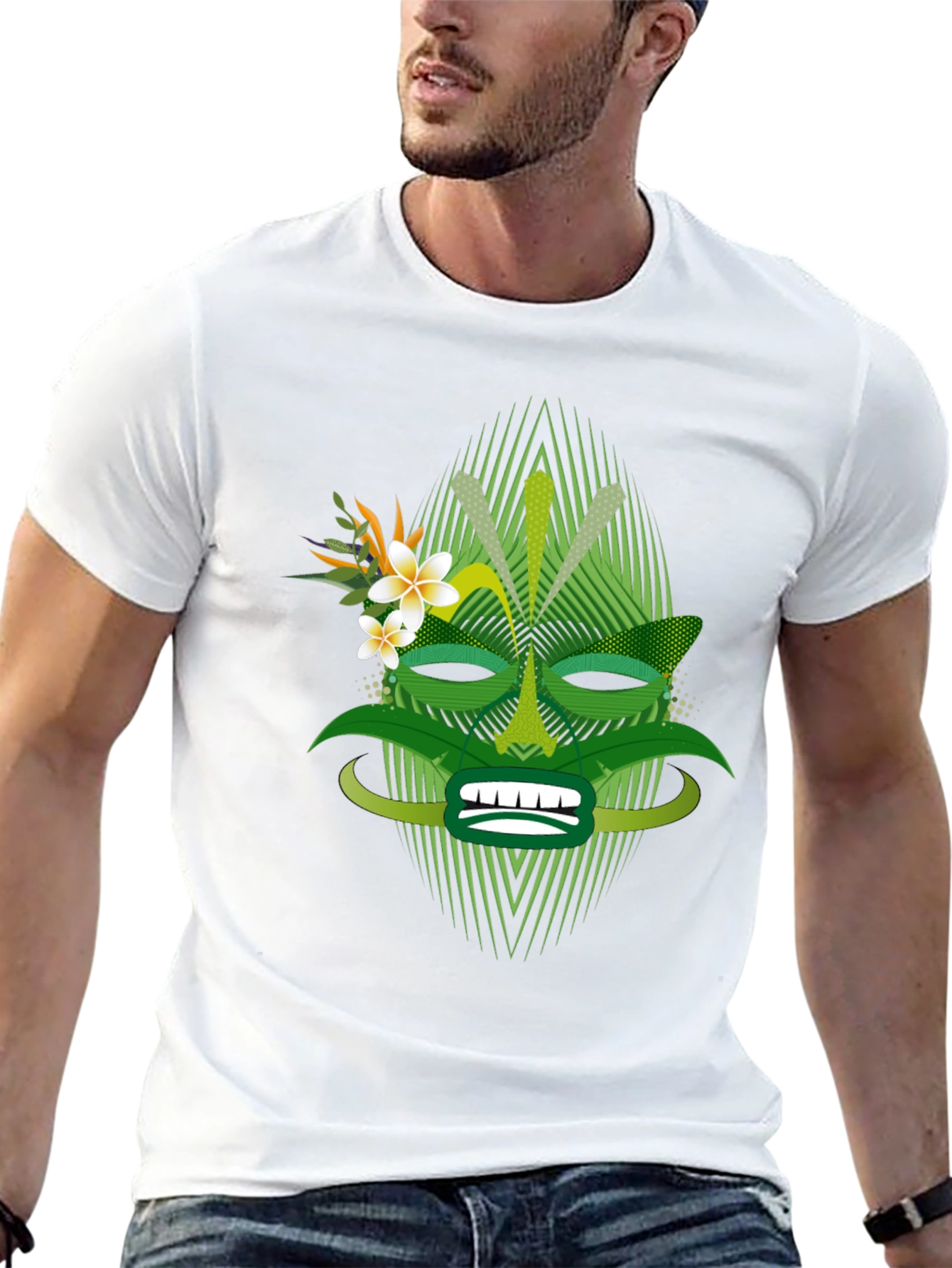 Tropical Tiki Mask Graphic Tee