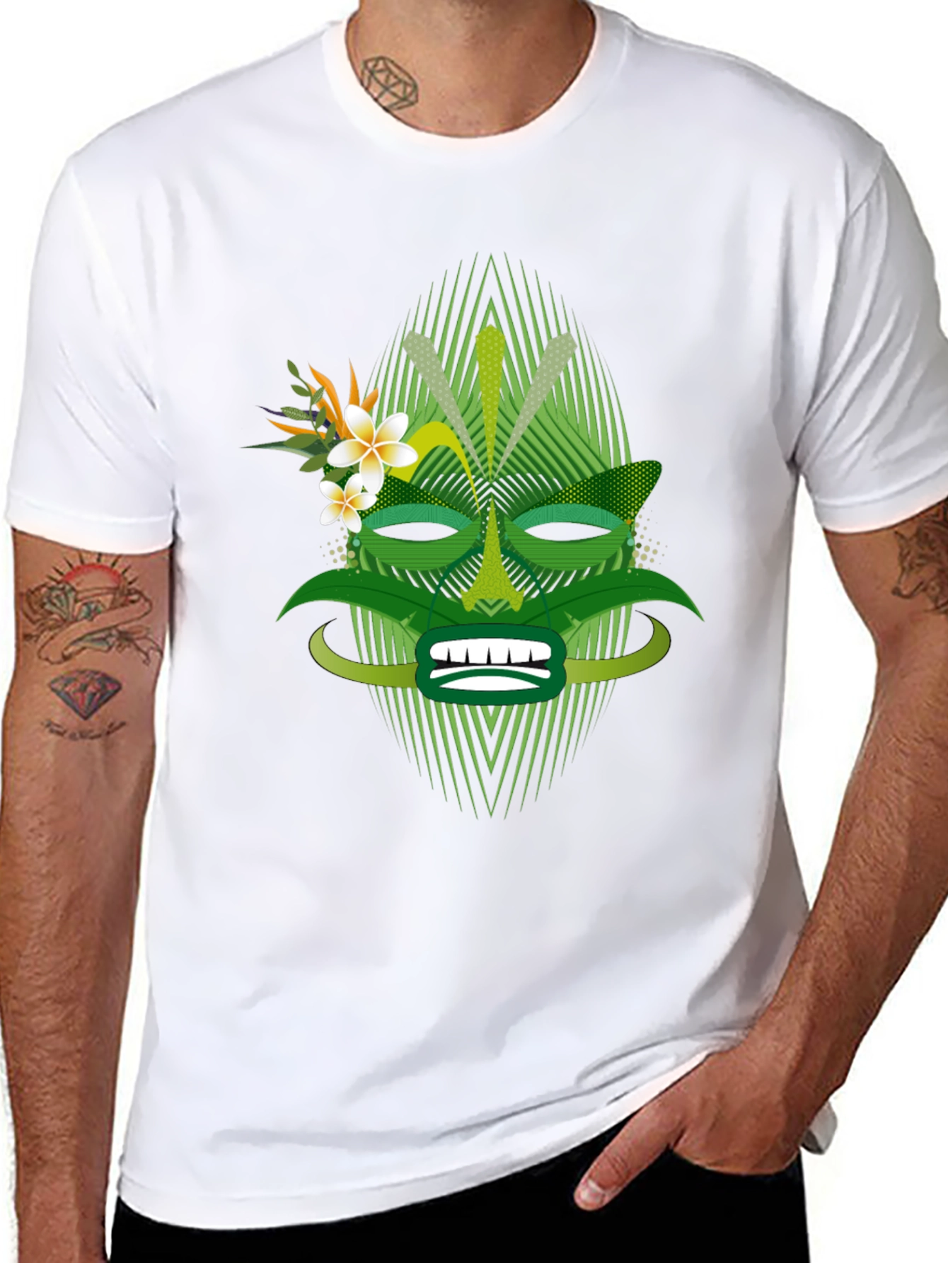 Tropical Tiki Mask Graphic Tee