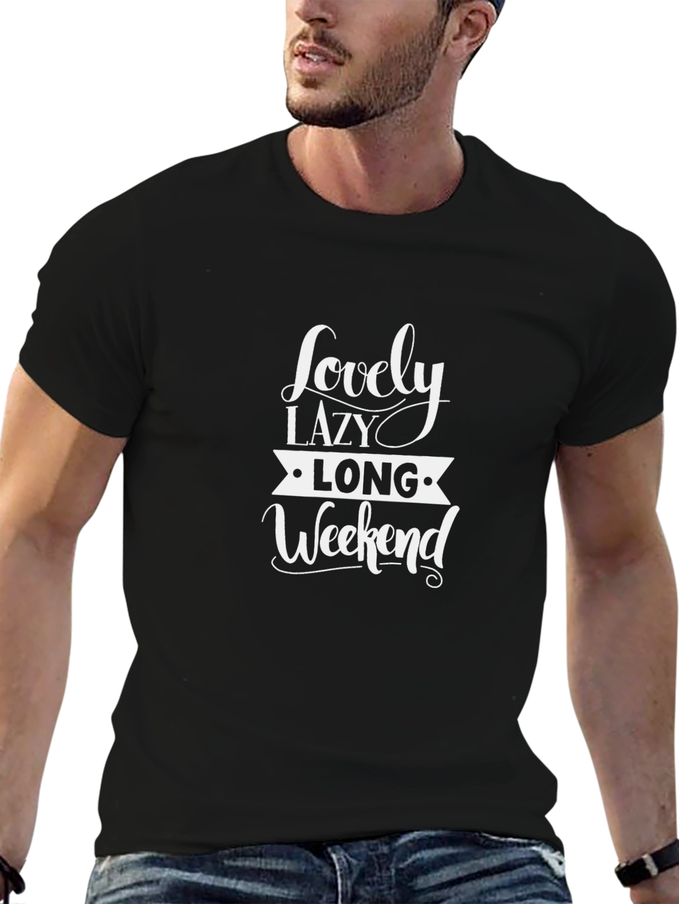 Lovely Lazy Long Weekend Black T-Shirt