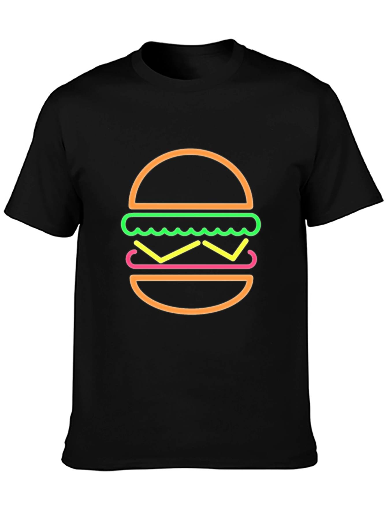 Neon Burger Graphic T-Shirt - Black