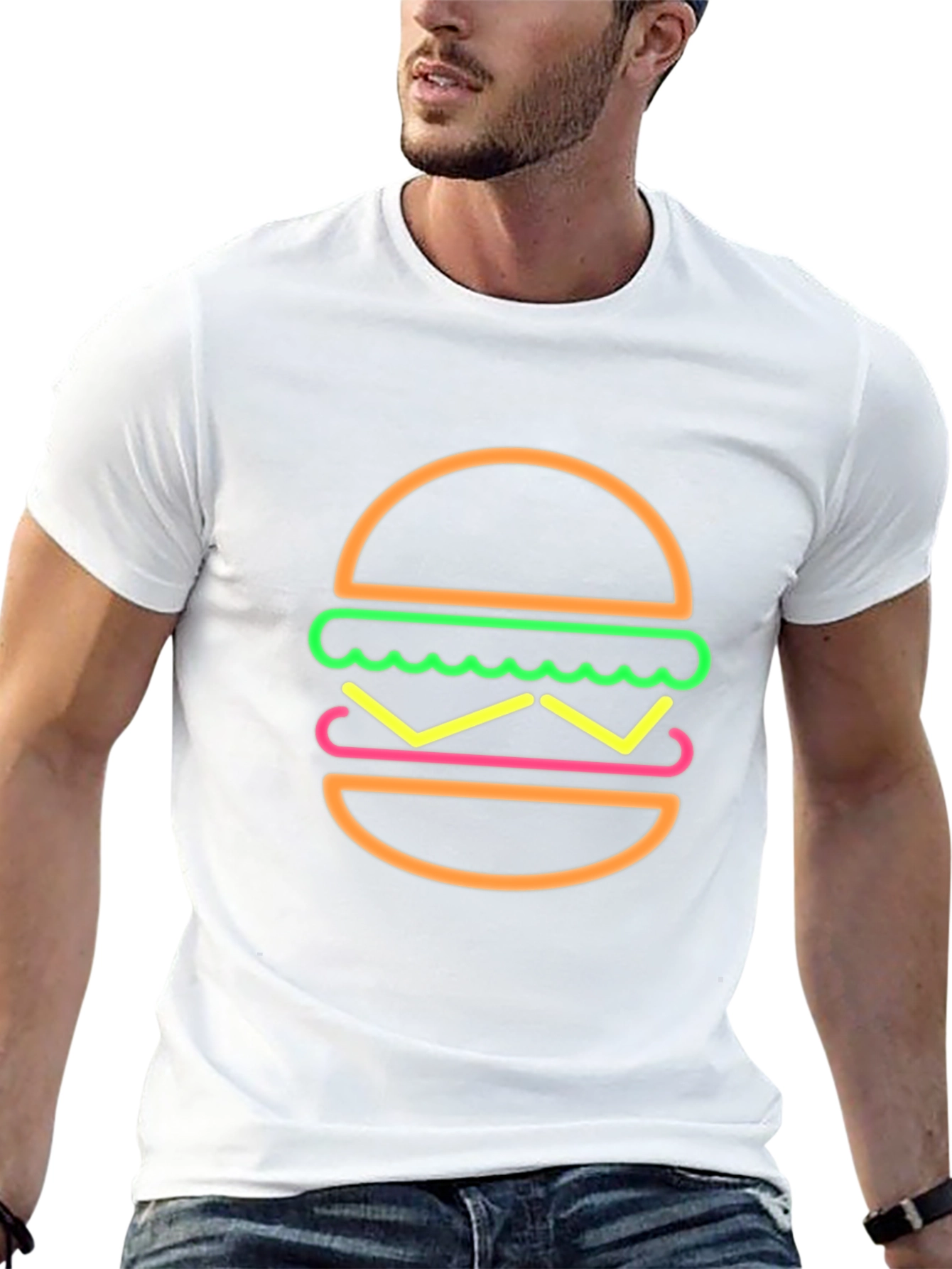 Neon Burger Graphic T-Shirt - Black