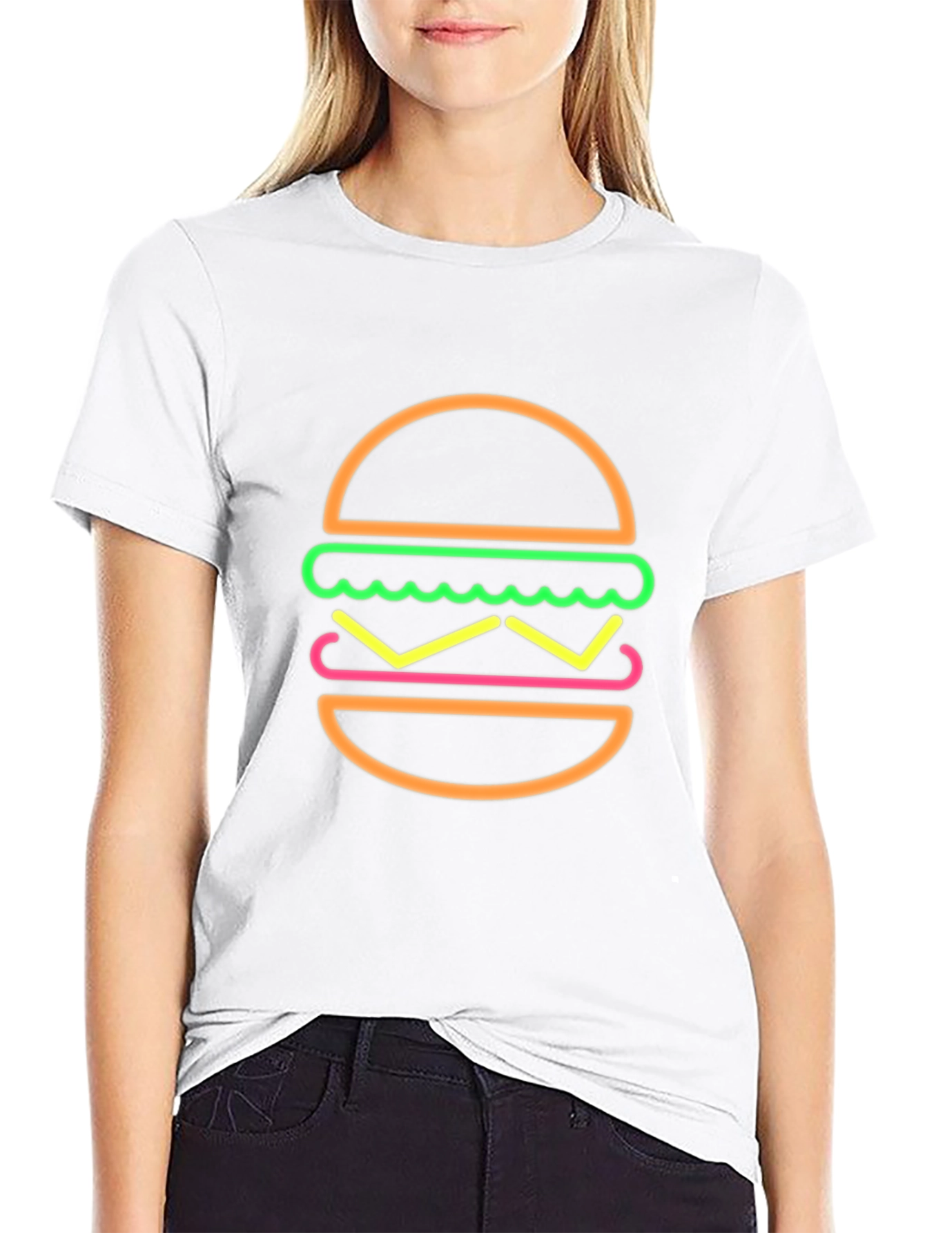 Neon Burger Graphic T-Shirt - Black