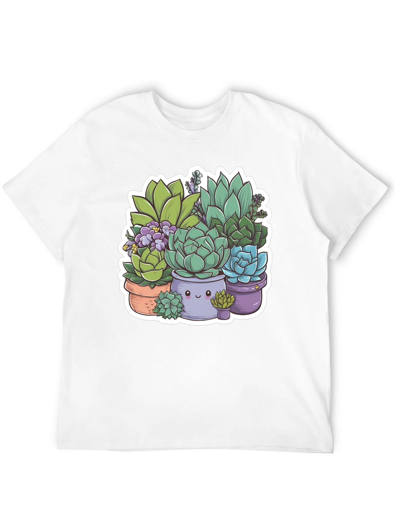 Cute Succulent Plant Graphic Tee - Black Unisex T-Shirt