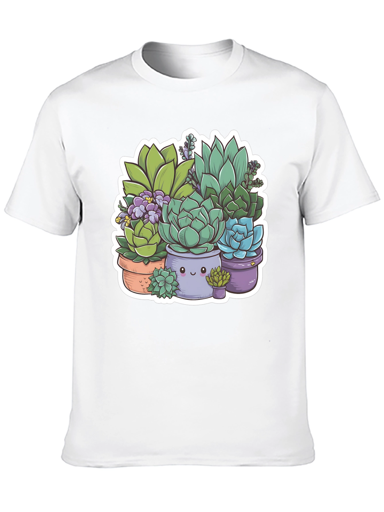 Cute Succulent Plant Graphic Tee - Black Unisex T-Shirt