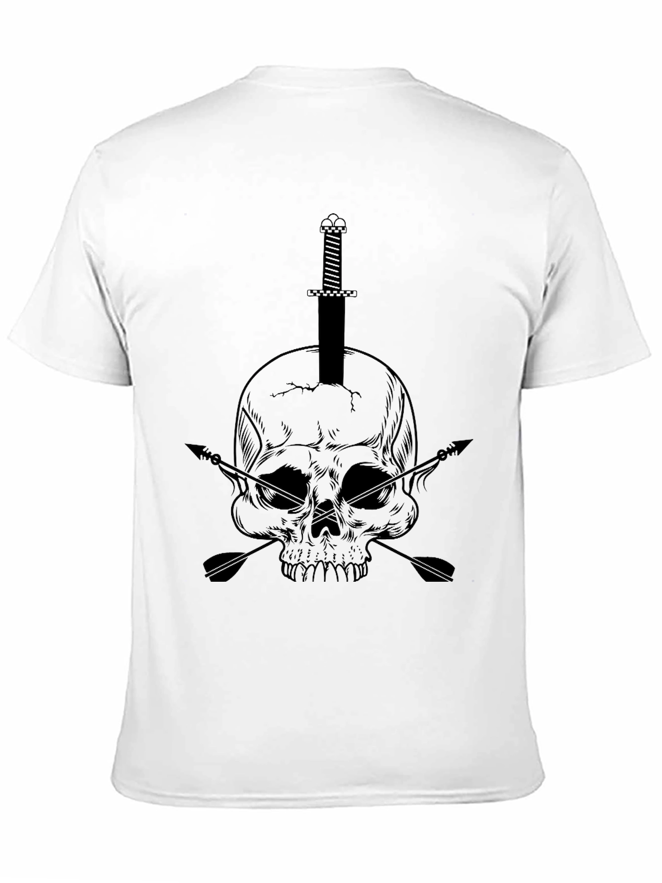 Skull Sword & Arrow Graphic Black T-Shirt