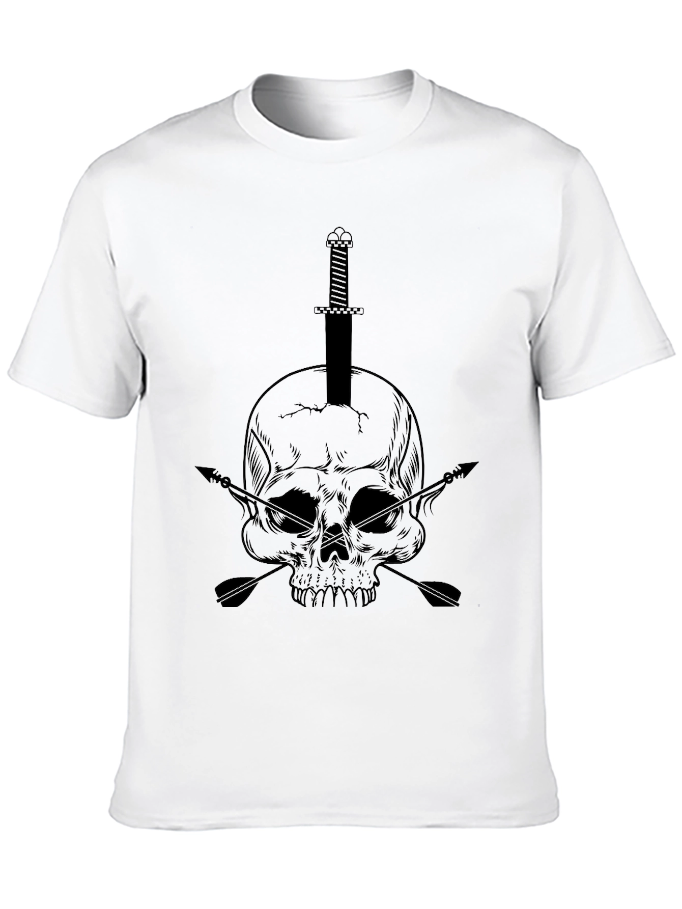 Skull Sword & Arrow Graphic Black T-Shirt