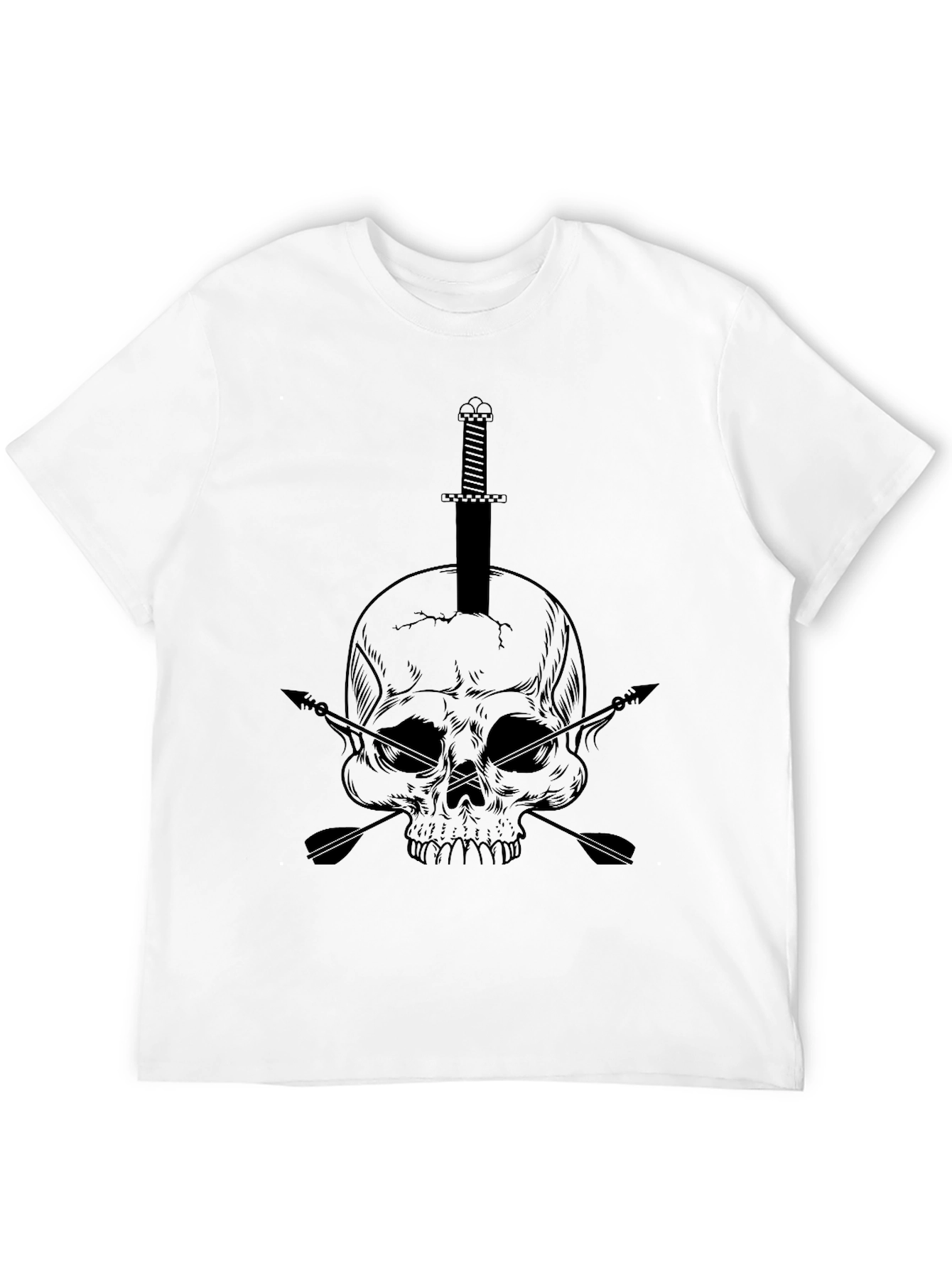 Skull Sword & Arrow Graphic Black T-Shirt