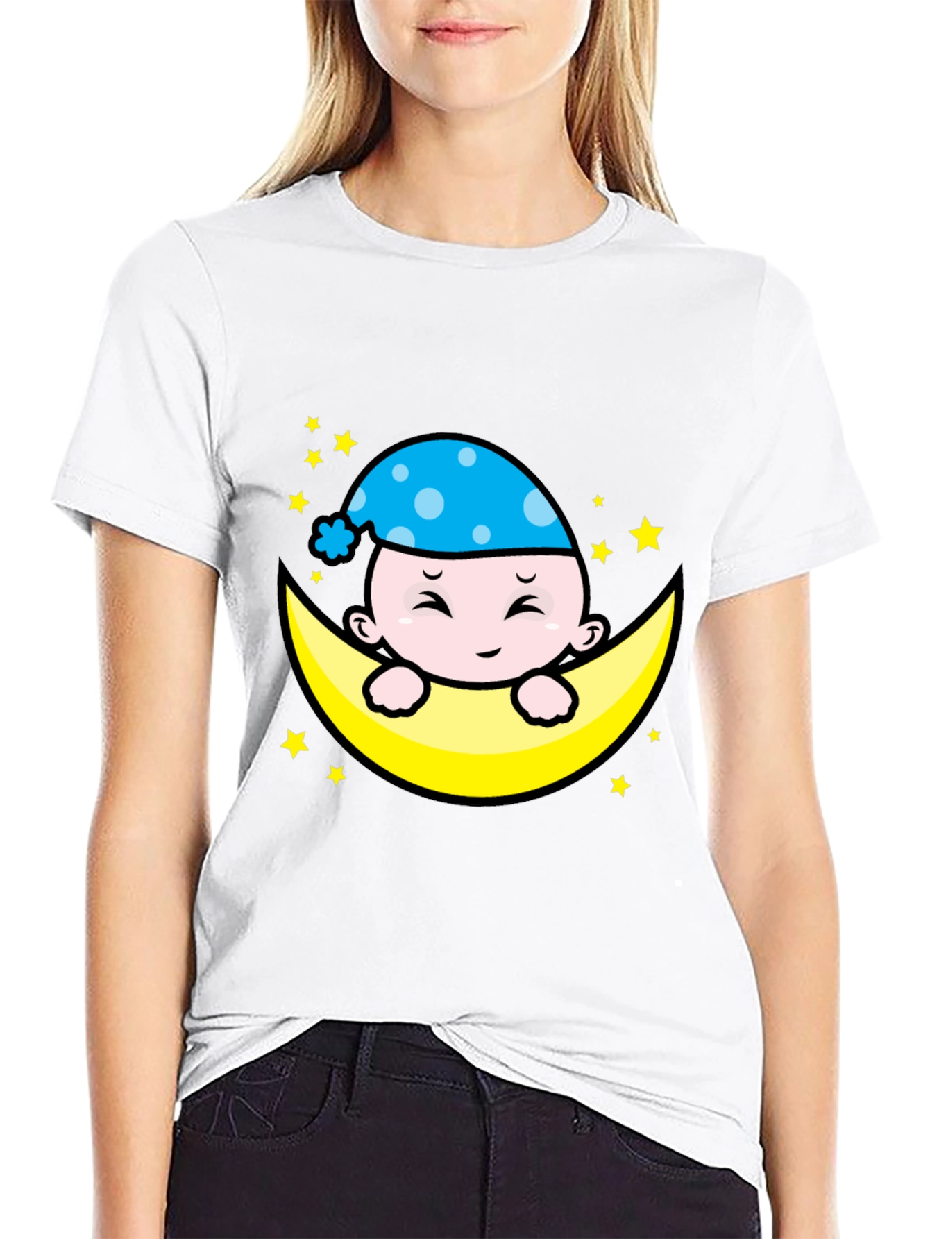 Cute Moon Baby Graphic T-Shirt - Sleepy Time Style