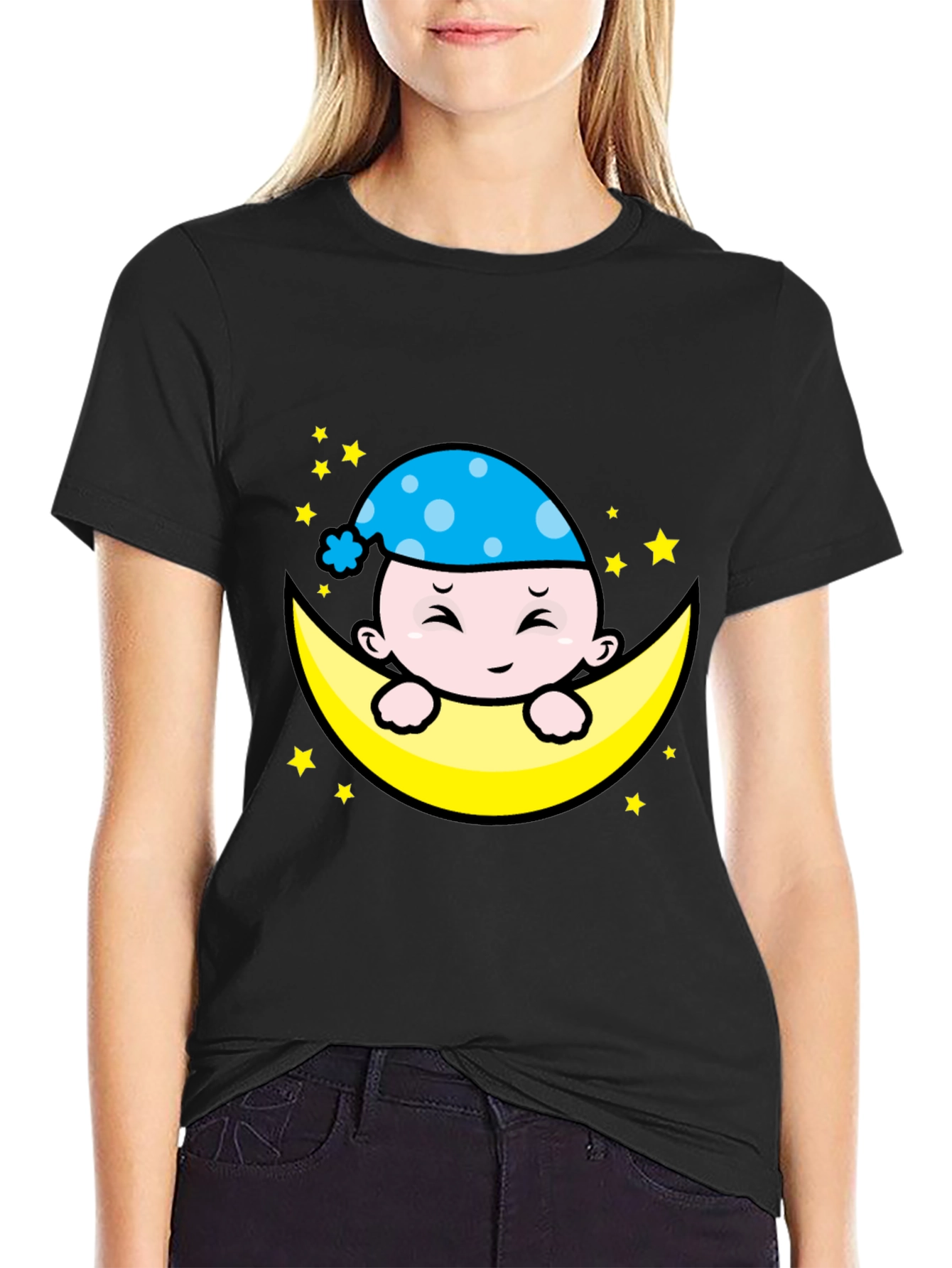 Cute Moon Baby Graphic T-Shirt - Sleepy Time Style