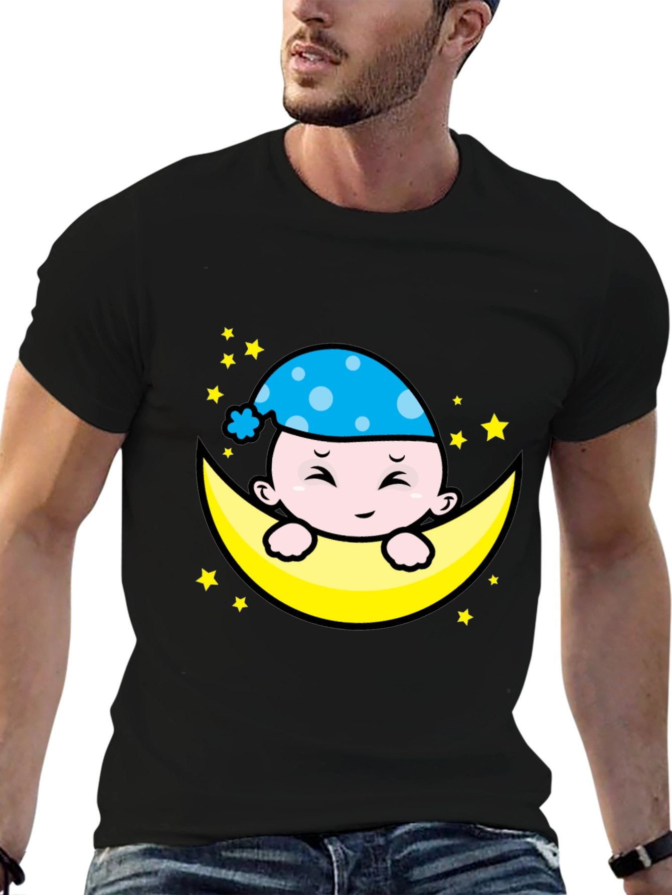 Cute Moon Baby Graphic T-Shirt - Sleepy Time Style