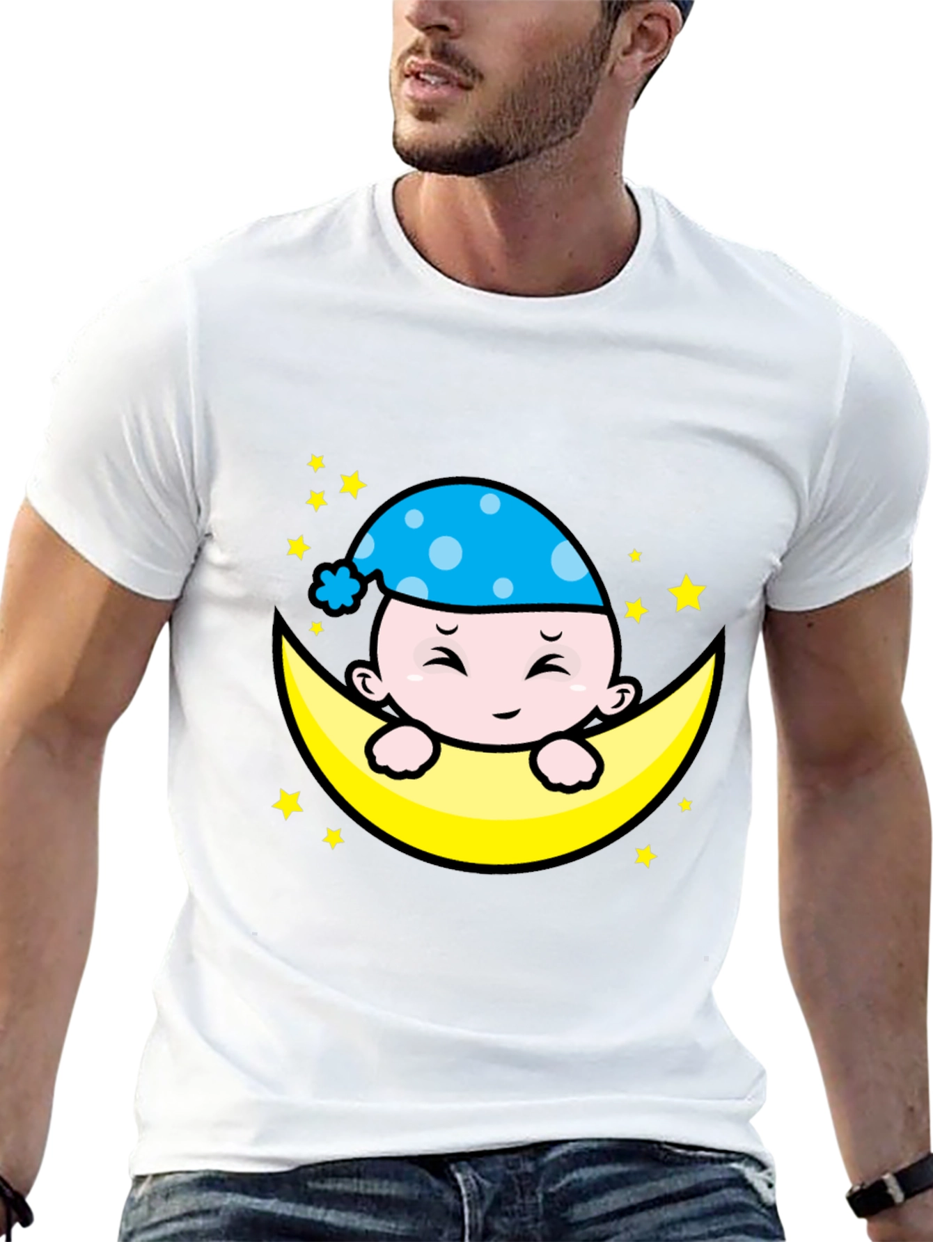 Cute Moon Baby Graphic T-Shirt - Sleepy Time Style