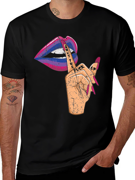 Bisexual Pride Shut Up Lips Graphic Tee