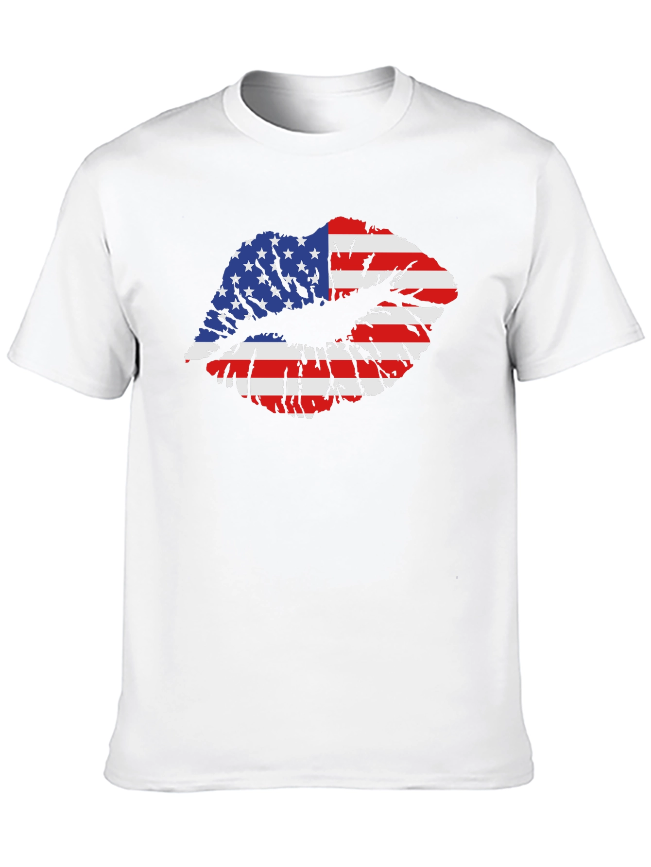 American Flag Lips Graphic Black T-Shirt