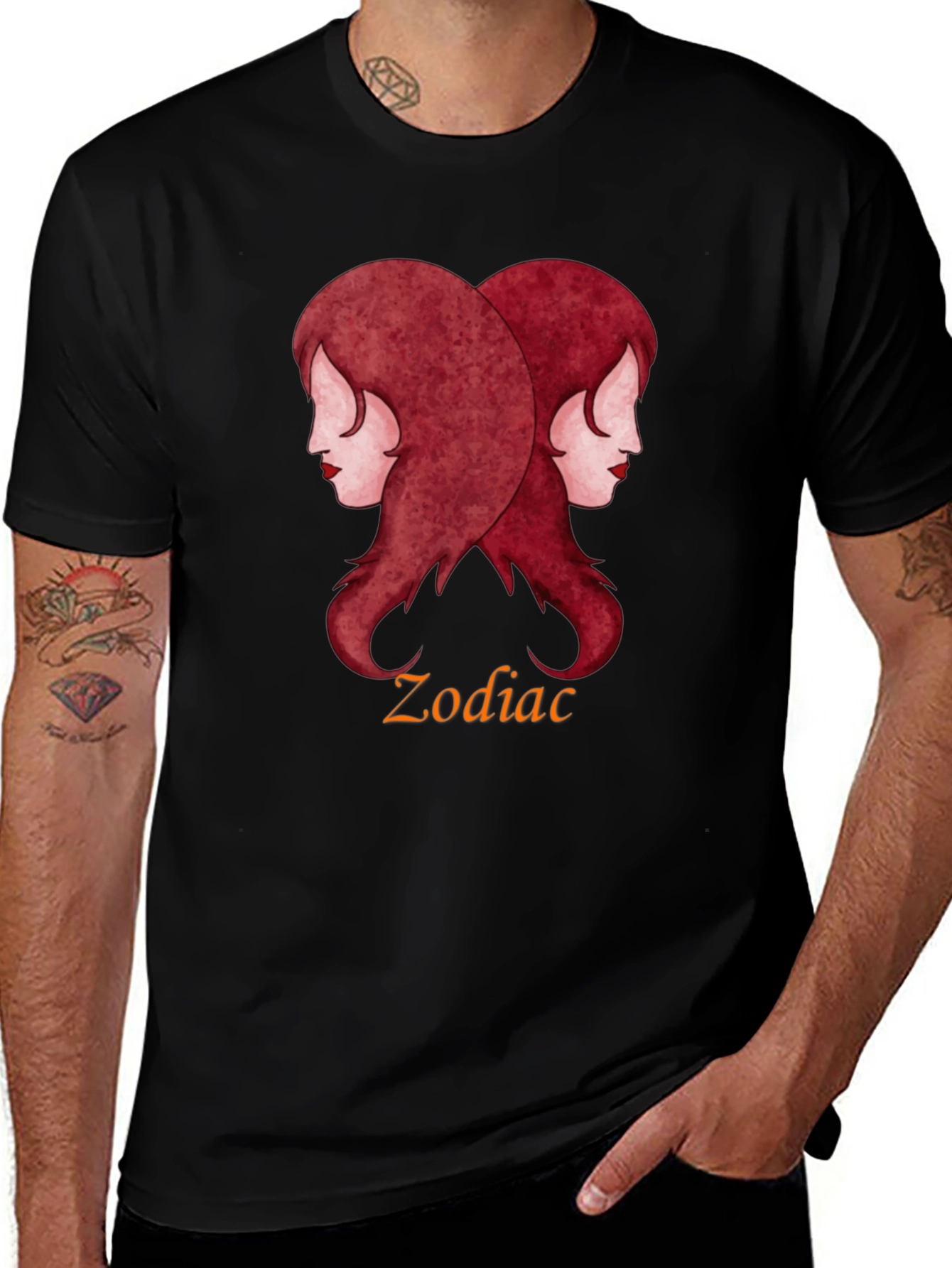 Gemini Zodiac Black T-Shirt