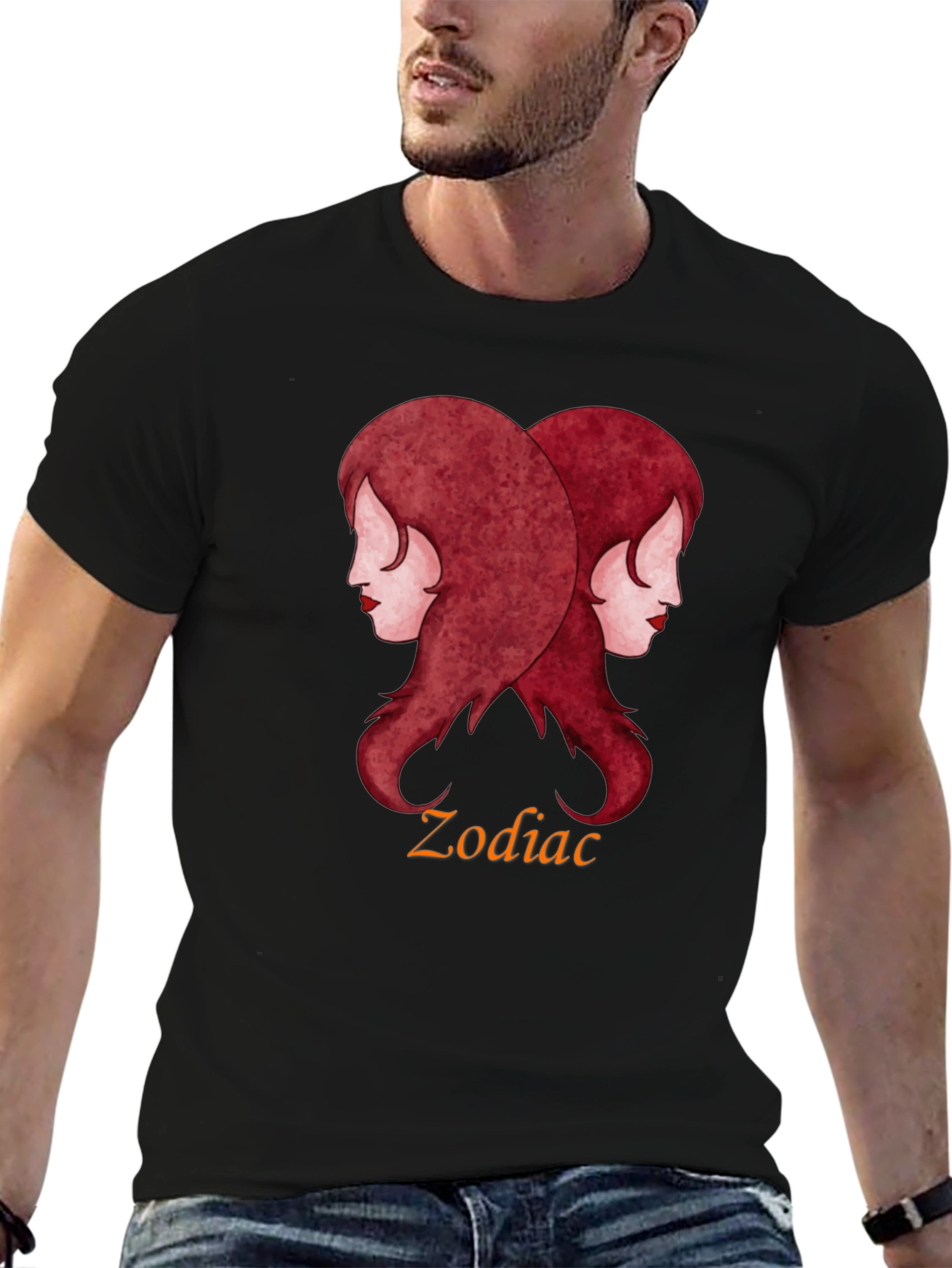 Gemini Zodiac Black T-Shirt