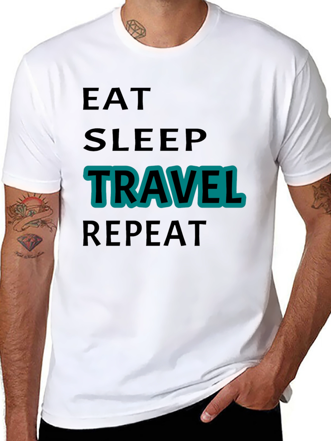 Eat Sleep Travel Repeat Graphic Tee