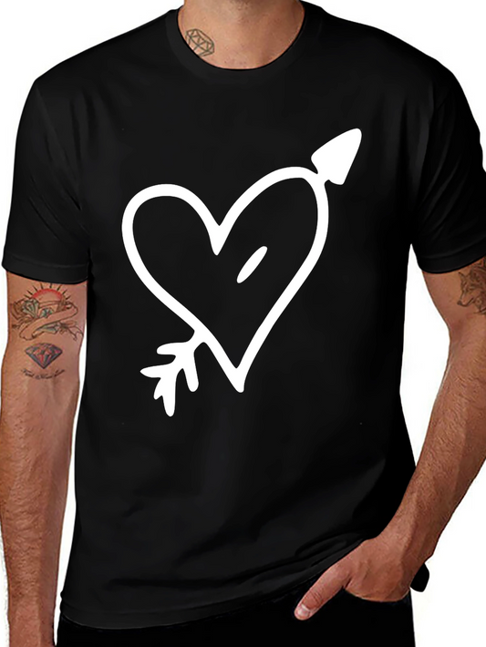 Heart & Arrow Graphic Tee - Stylish Black T-Shirt