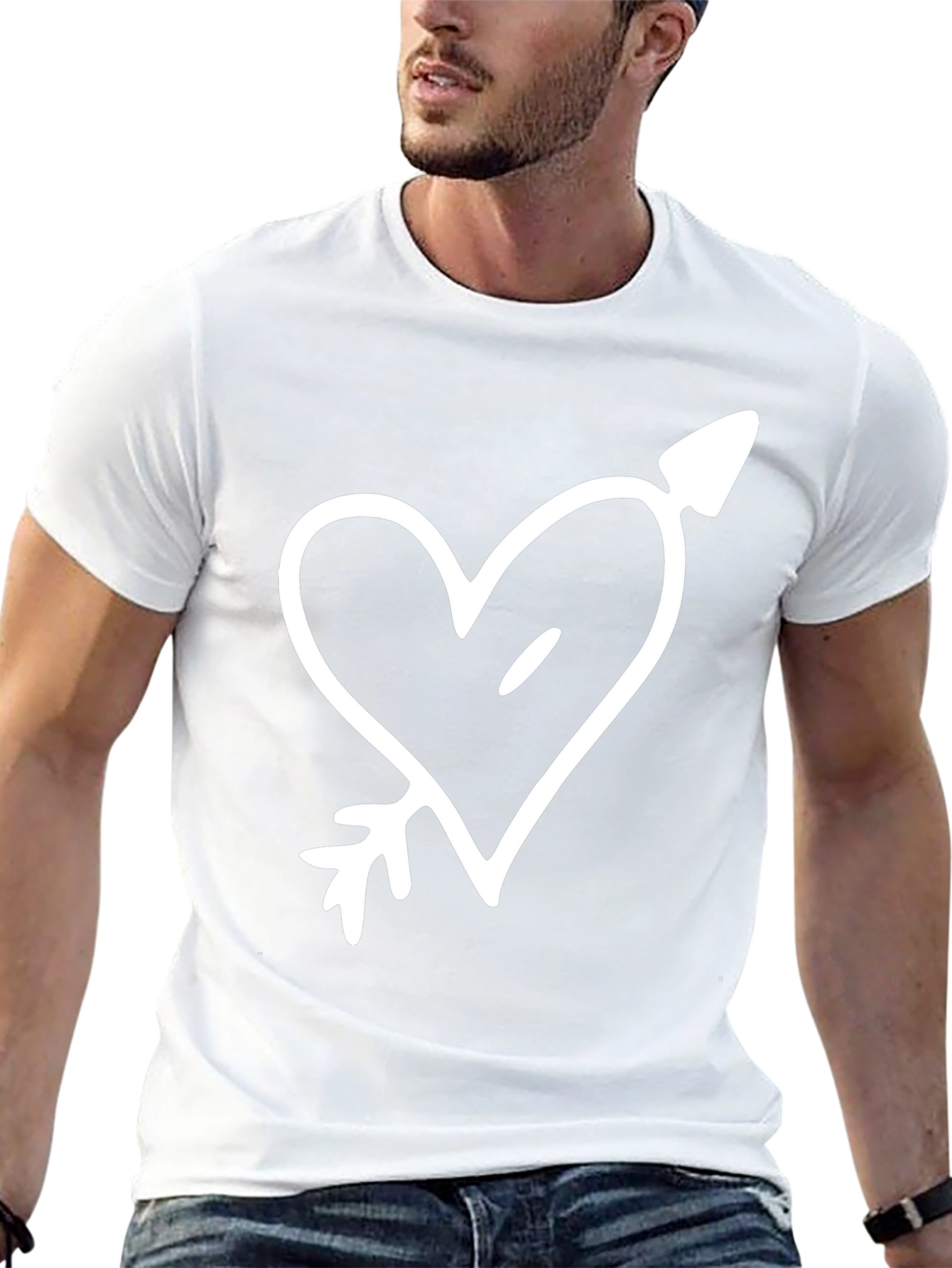 Heart & Arrow Graphic Tee - Stylish Black T-Shirt