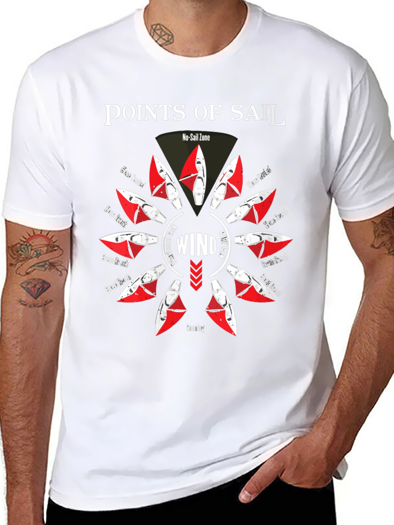 Points of Sail Black Graphic T-Shirt