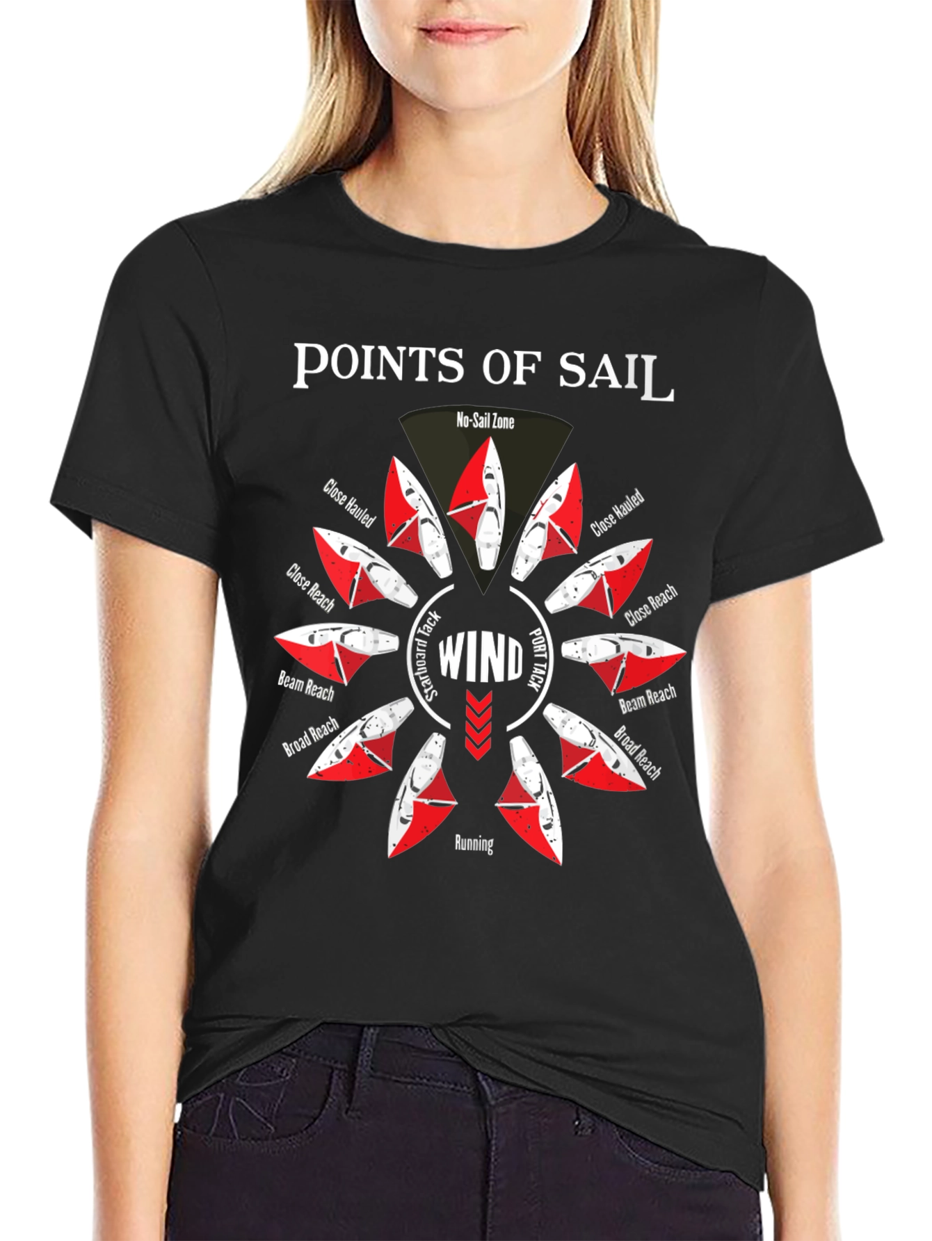 Points of Sail Black Graphic T-Shirt