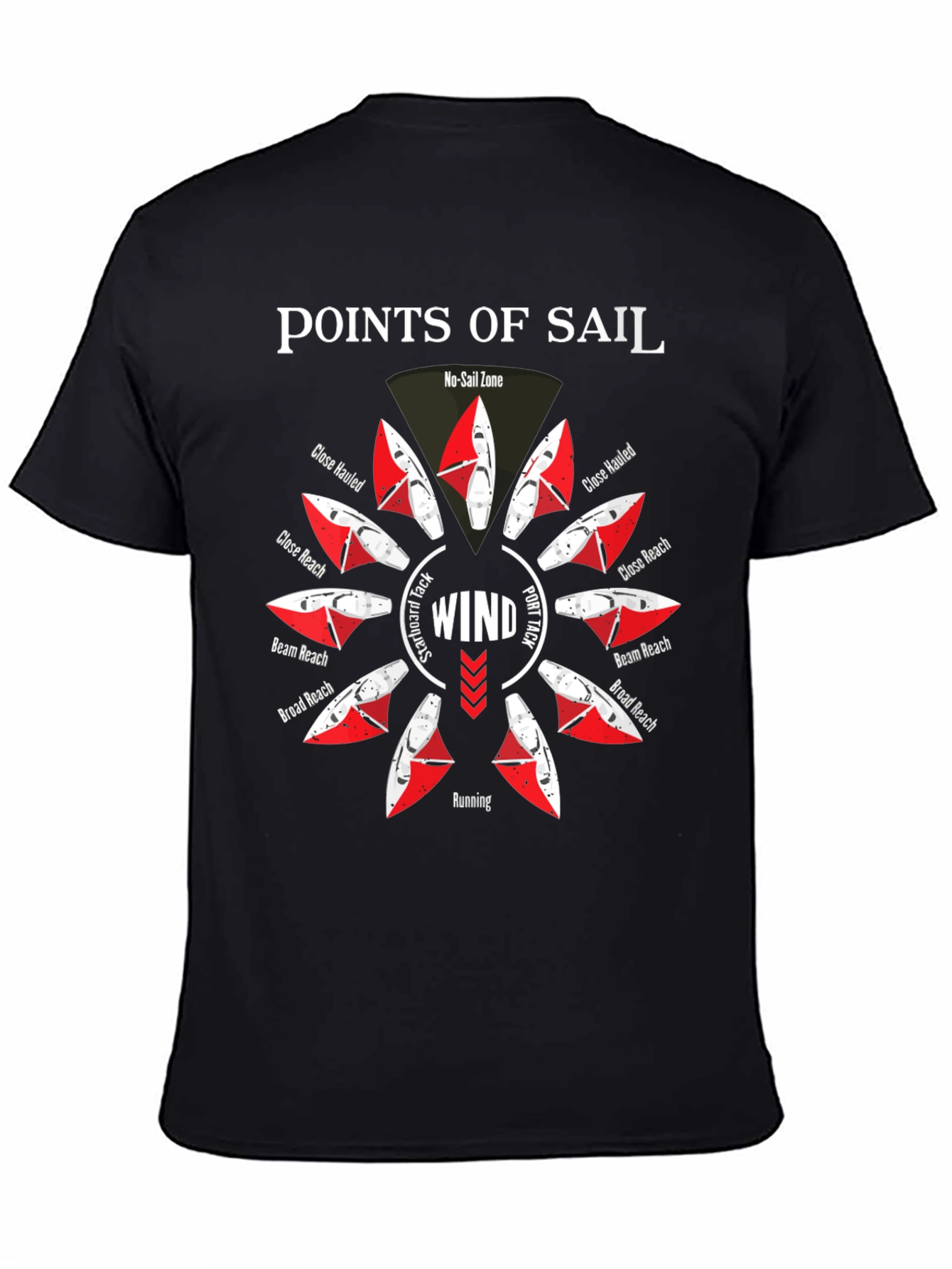 Points of Sail Black Graphic T-Shirt