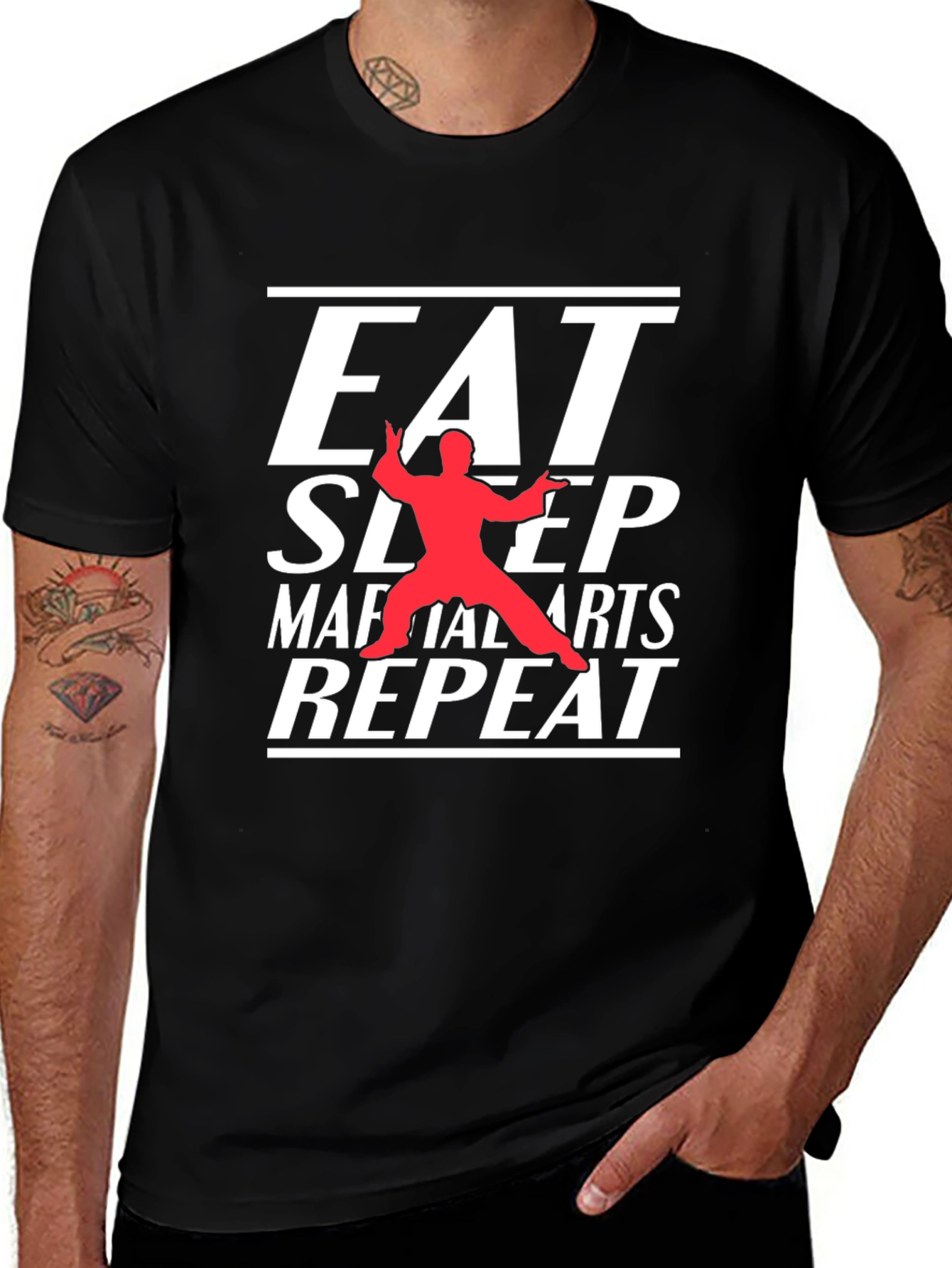 Eat Sleep Martial Arts Repeat Black T-Shirt