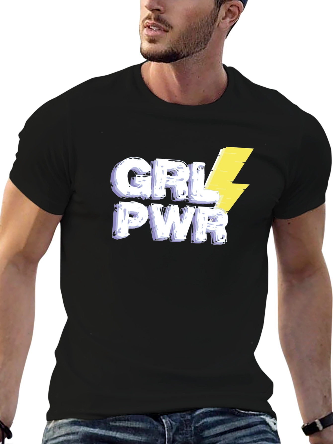 GRL PWR Graphic Tee - Black Cotton T-Shirt