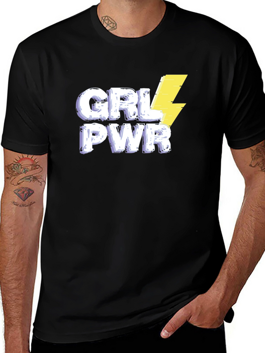 GRL PWR Graphic Tee - Black Cotton T-Shirt