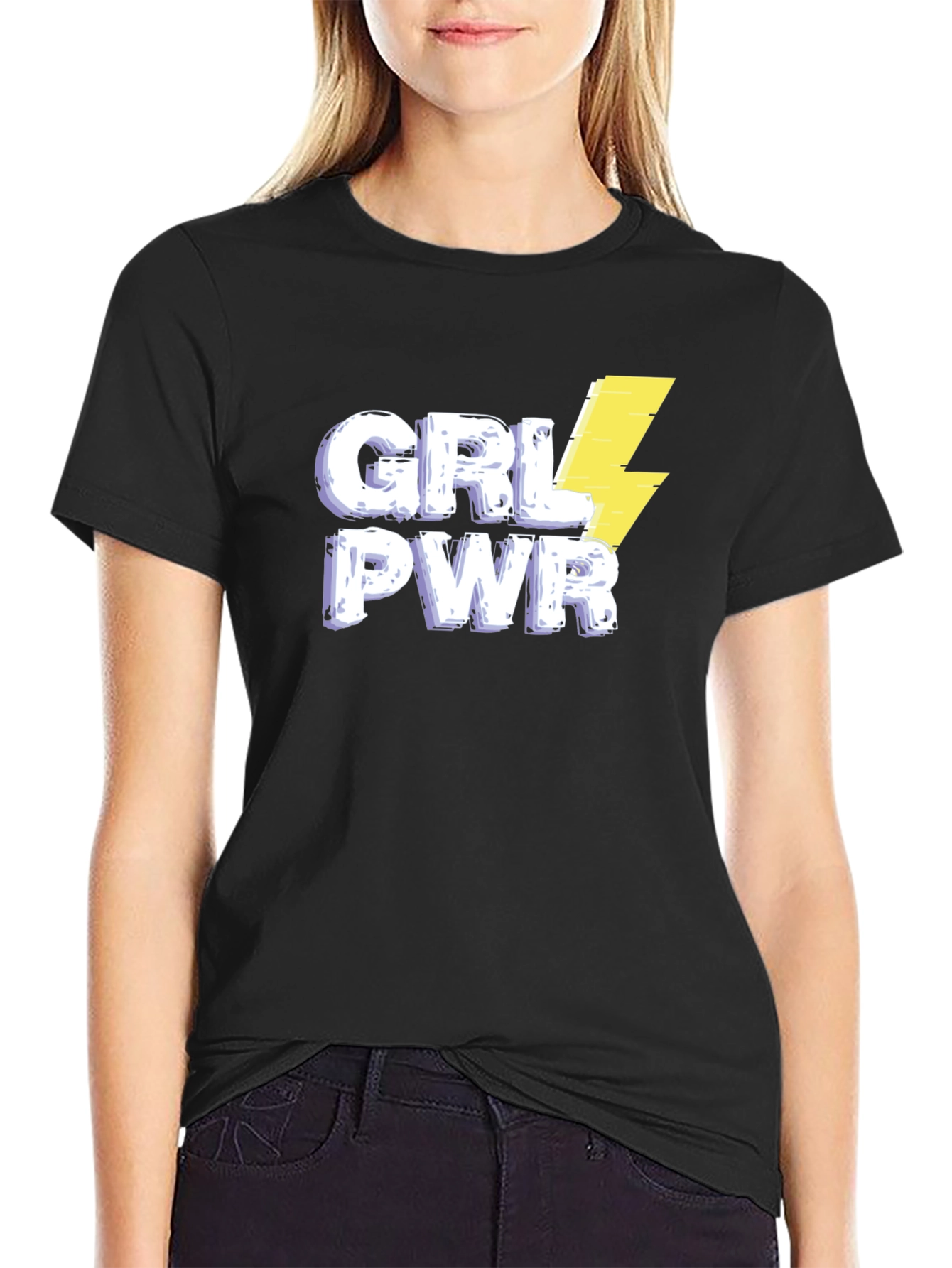GRL PWR Graphic Tee - Black Cotton T-Shirt