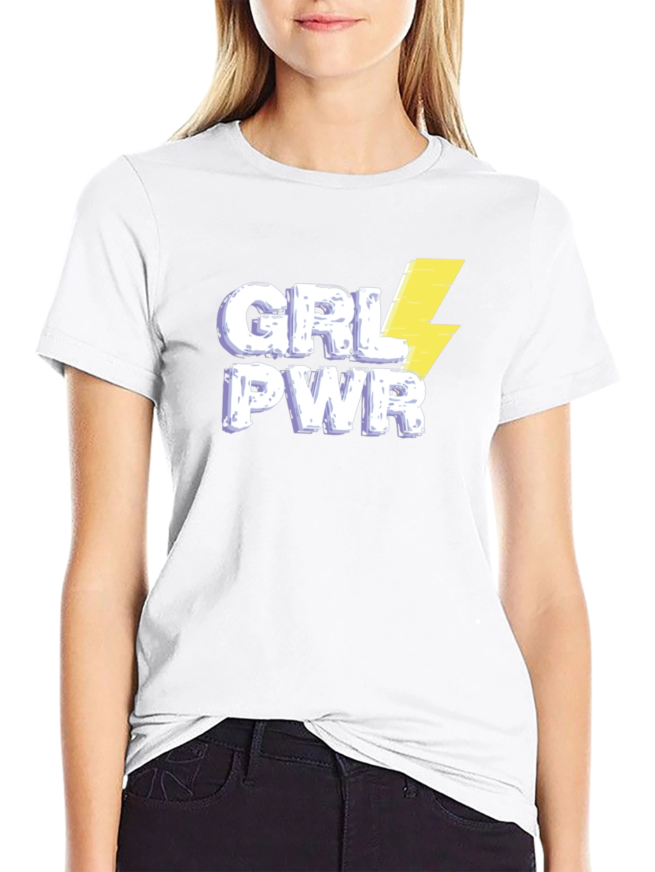GRL PWR Graphic Tee - Black Cotton T-Shirt