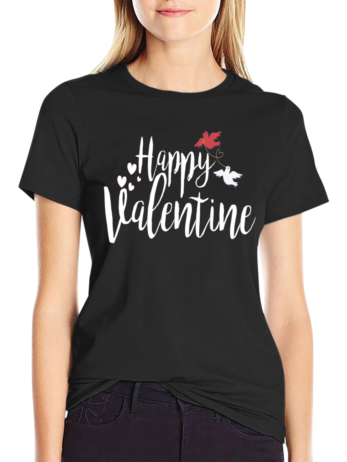 Happy Valentine T-Shirt - Love Birds Design