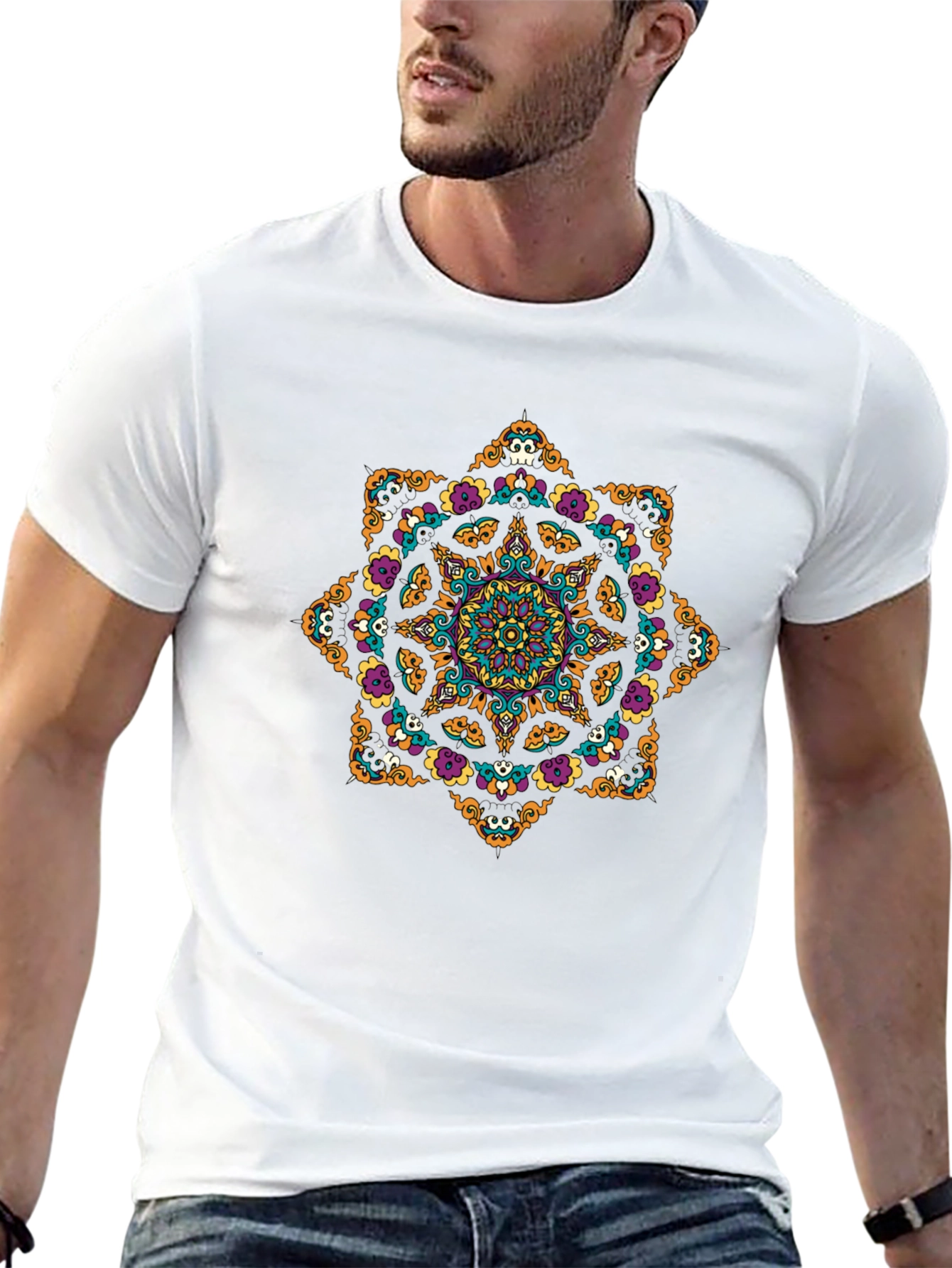 Skull Mandala Graphic Tee - Black