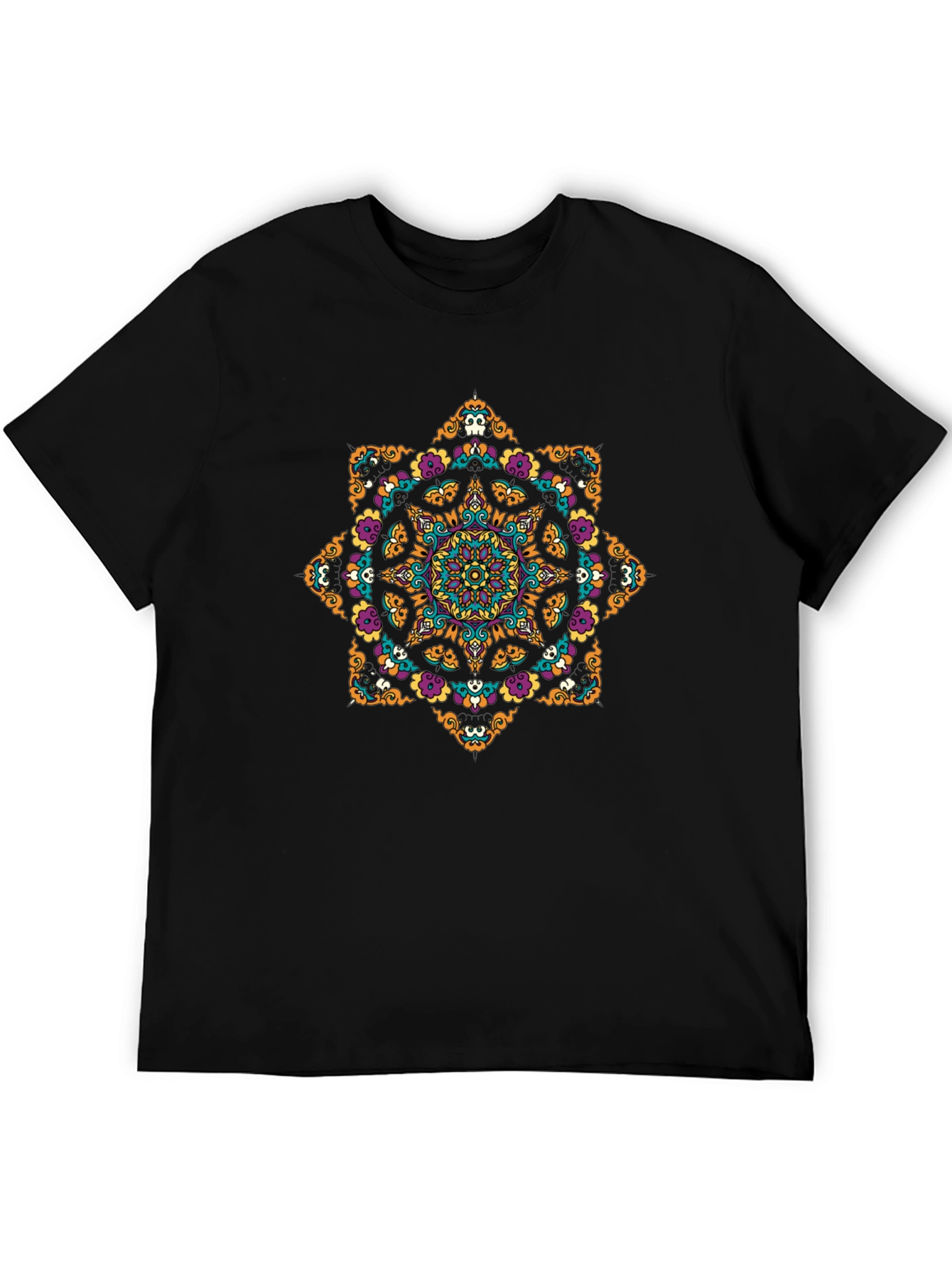 Skull Mandala Graphic Tee - Black