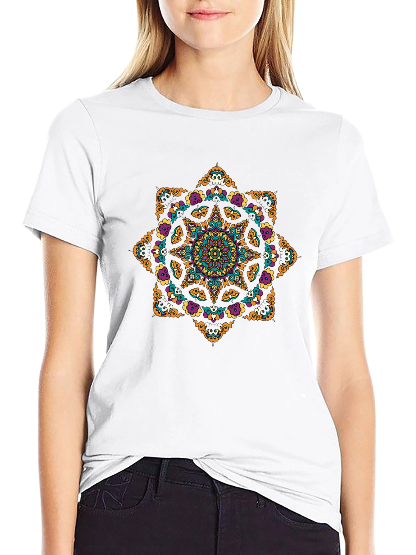 Skull Mandala Graphic Tee - Black