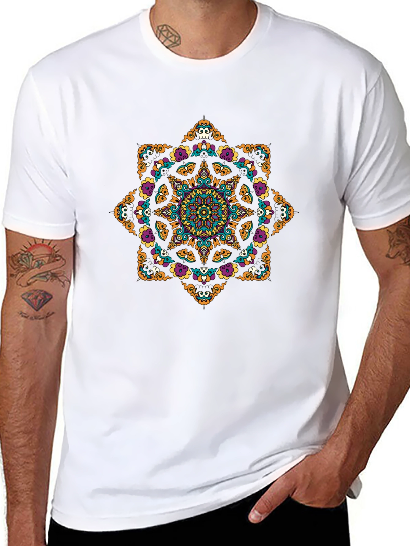 Skull Mandala Graphic Tee - Black