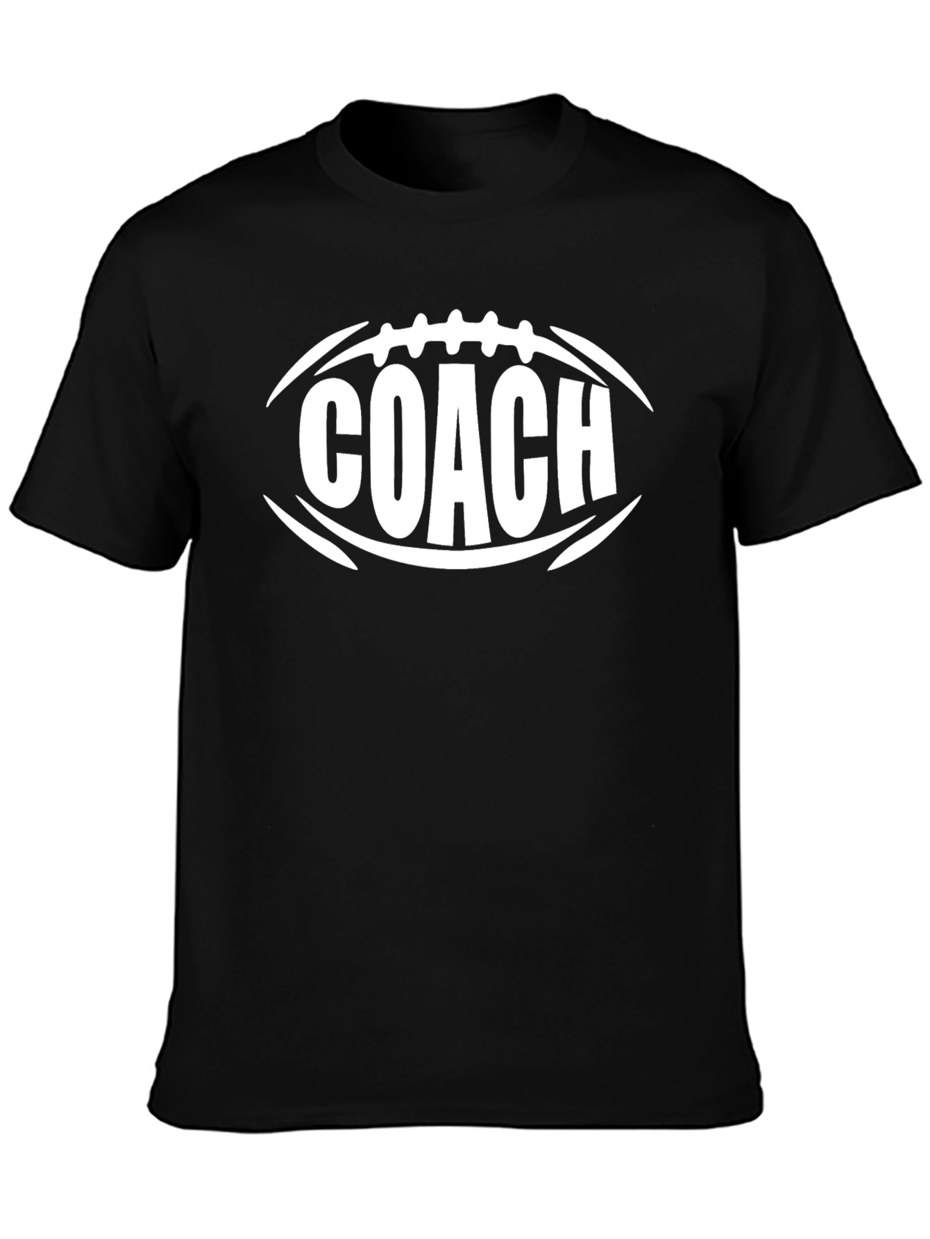 Coach Football T-Shirt - Black Cotton Graphic Tee